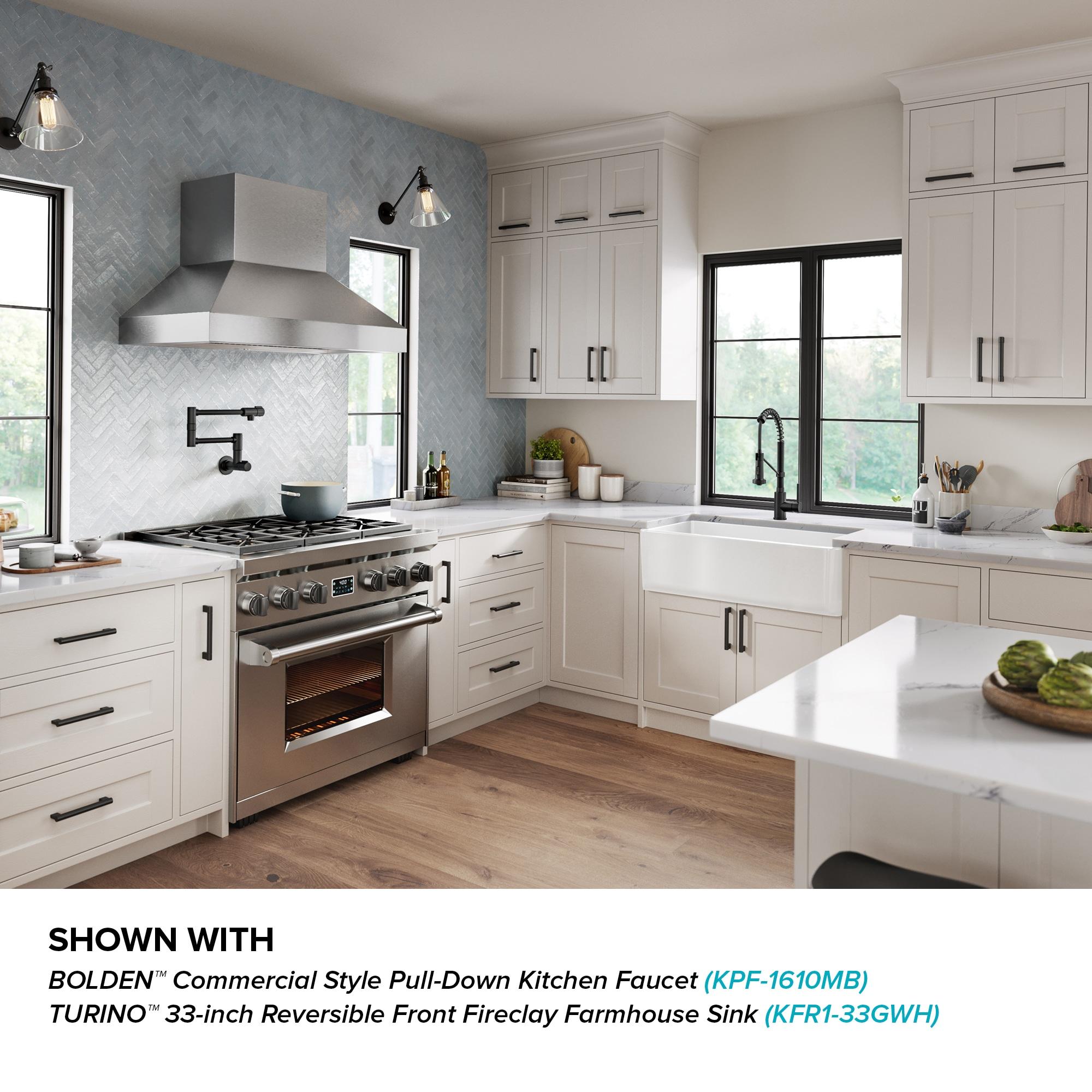 KRAUS Bolden 2 Handle Pot Filler Faucet With Retractable Arm, Wall Mount Kitchen Faucet, Pot Filler For Over Stove