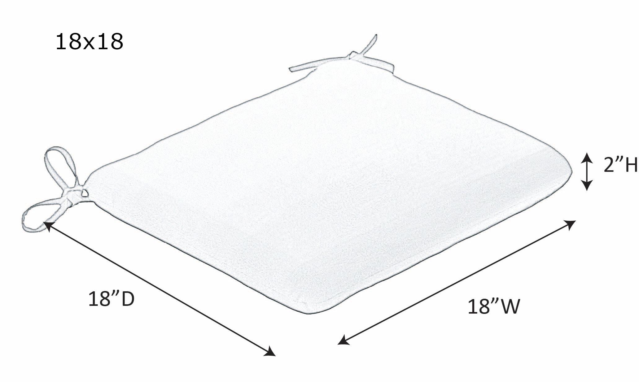 Casual Cushion Solid Sunbrella Fabric 2-Piece Indoor/Outdoor Seat Pad Cushion, 18"W x 18"L, Canvas Natural