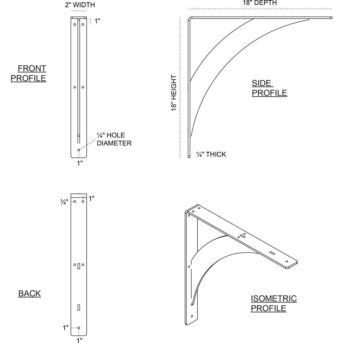 Legacy H 2'' W D Metal Bracket / Corbel