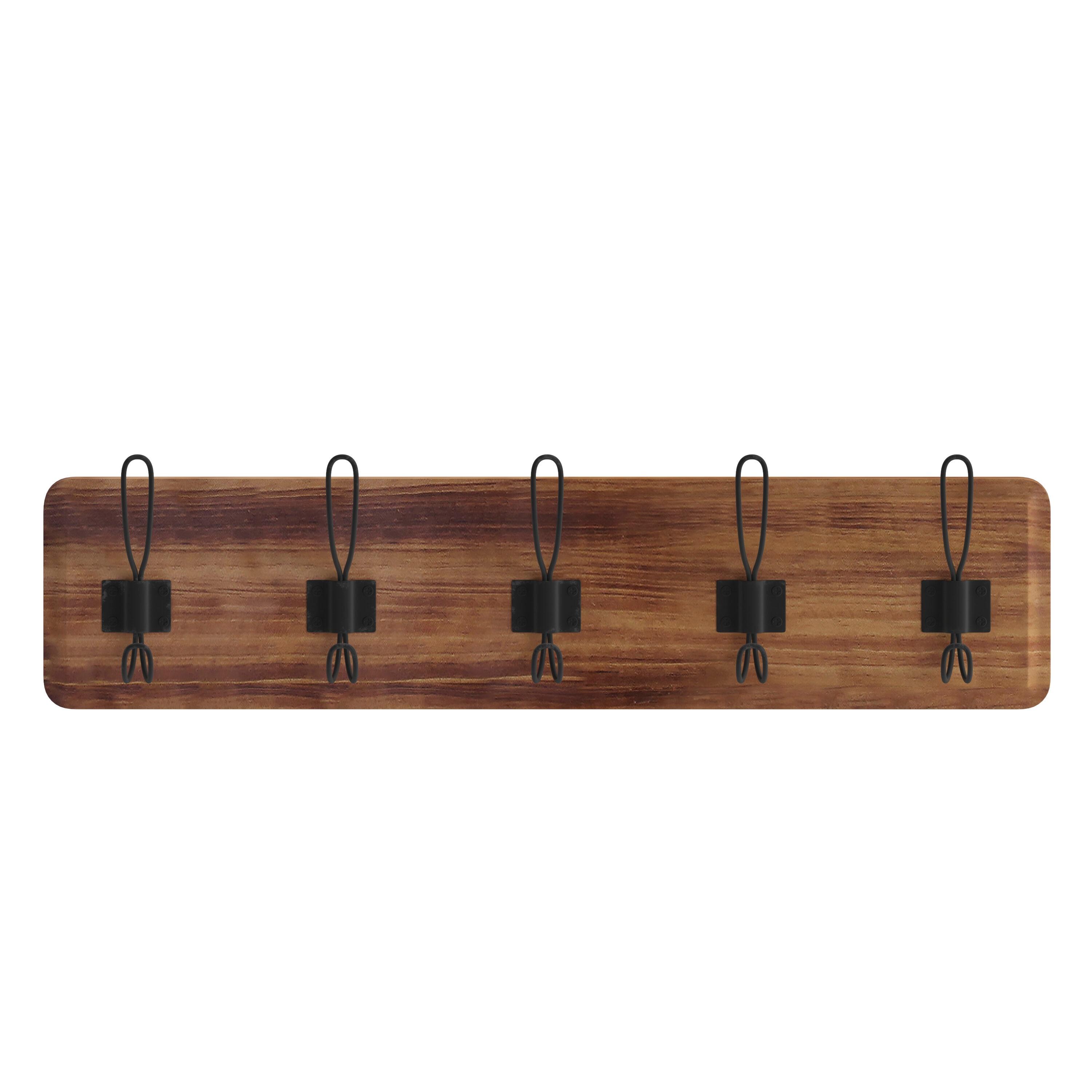 Flash Furniture Daly Rustic Rectangle Wood Coat Rack with Shelf/Storage, Rustic Brown