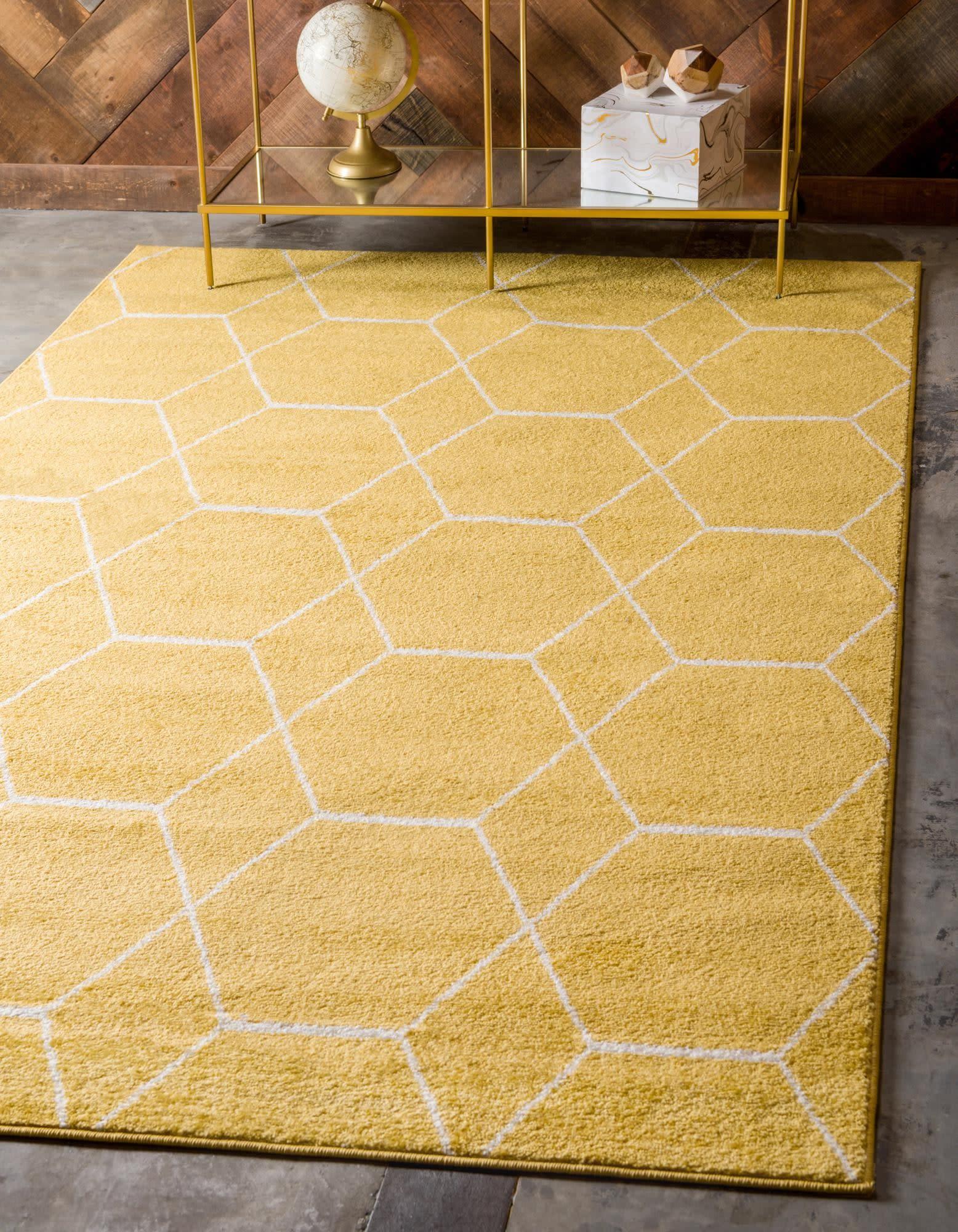 Unique Loom 5' 0 x 8' 0 Trellis Frieze Geometric Yellow Area Rug