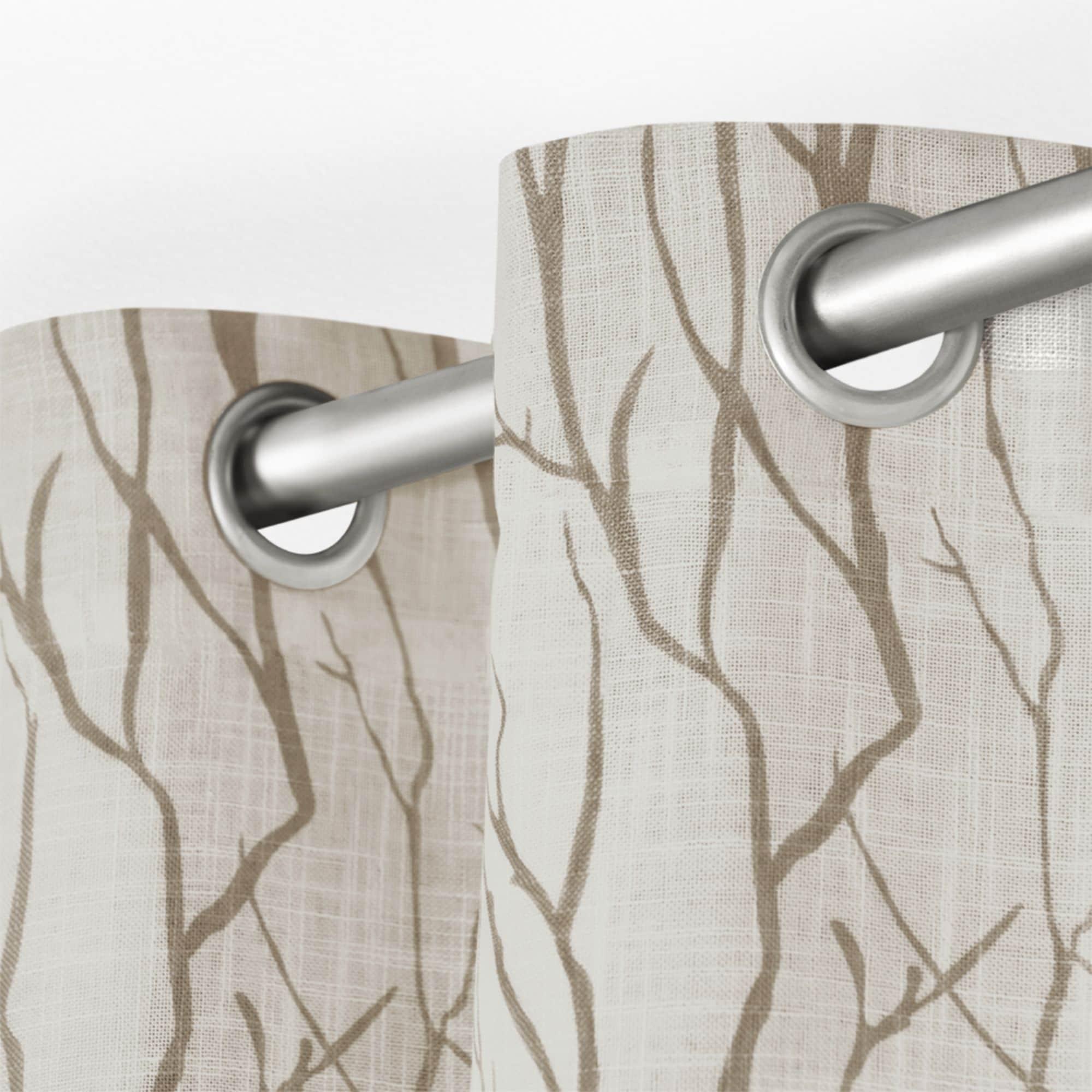Set of 2 96"x54" Oakdale Textured Linen Motif Grommet Top Sheer Window Curtain Panel Taupe - Exclusive Home: Sheer Drapes, Botanical Pattern