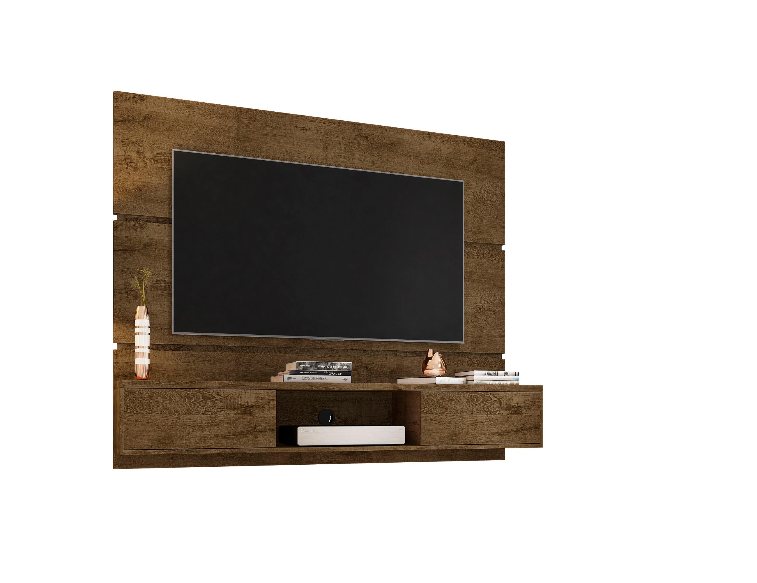 Manhattan Comfort Vernon Floating Wood Entertainment Center in Brown
