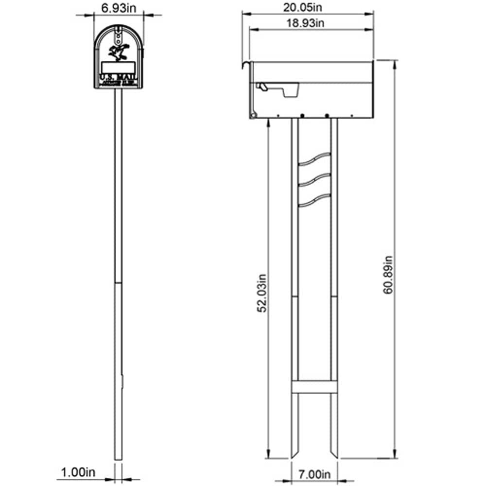 Mailbox-To-Go Classic Galvanized Steel Post Mount Mailbox, Black