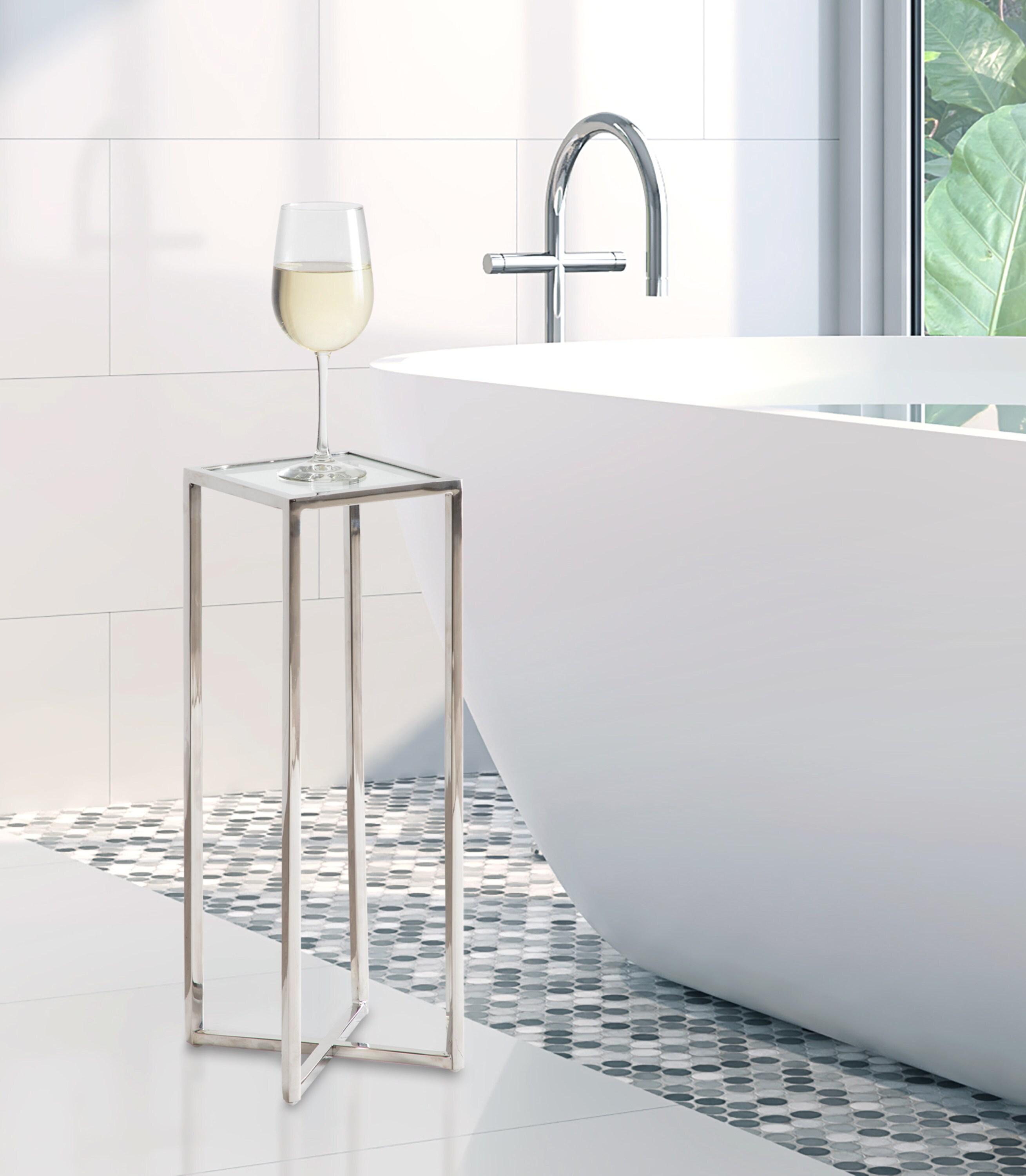 Kate and Laurel Jaspur Square Metal Drink Table, 7x7x21, Silver