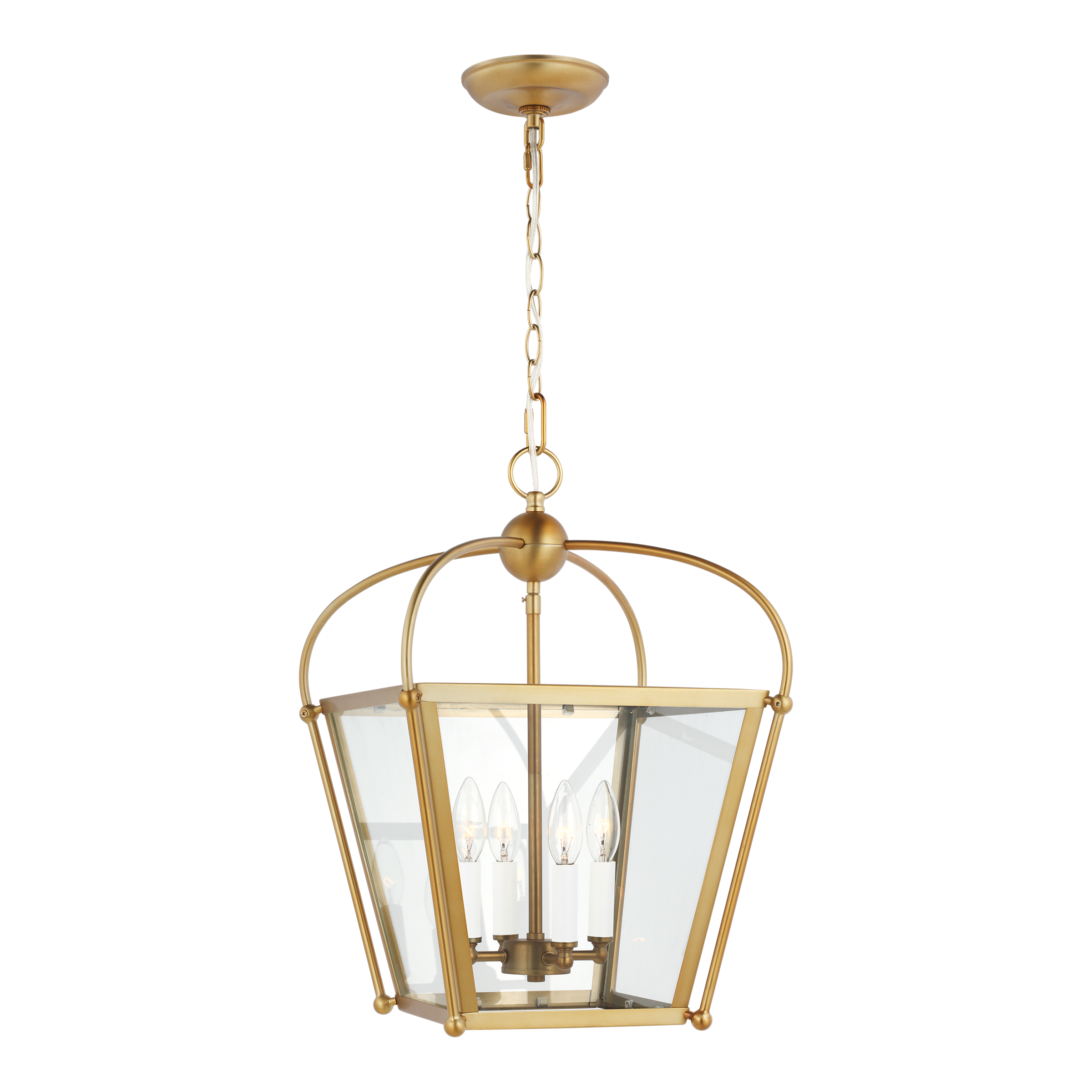 Charleston Small 4-Light Satin Brass Shaded Pendant Light