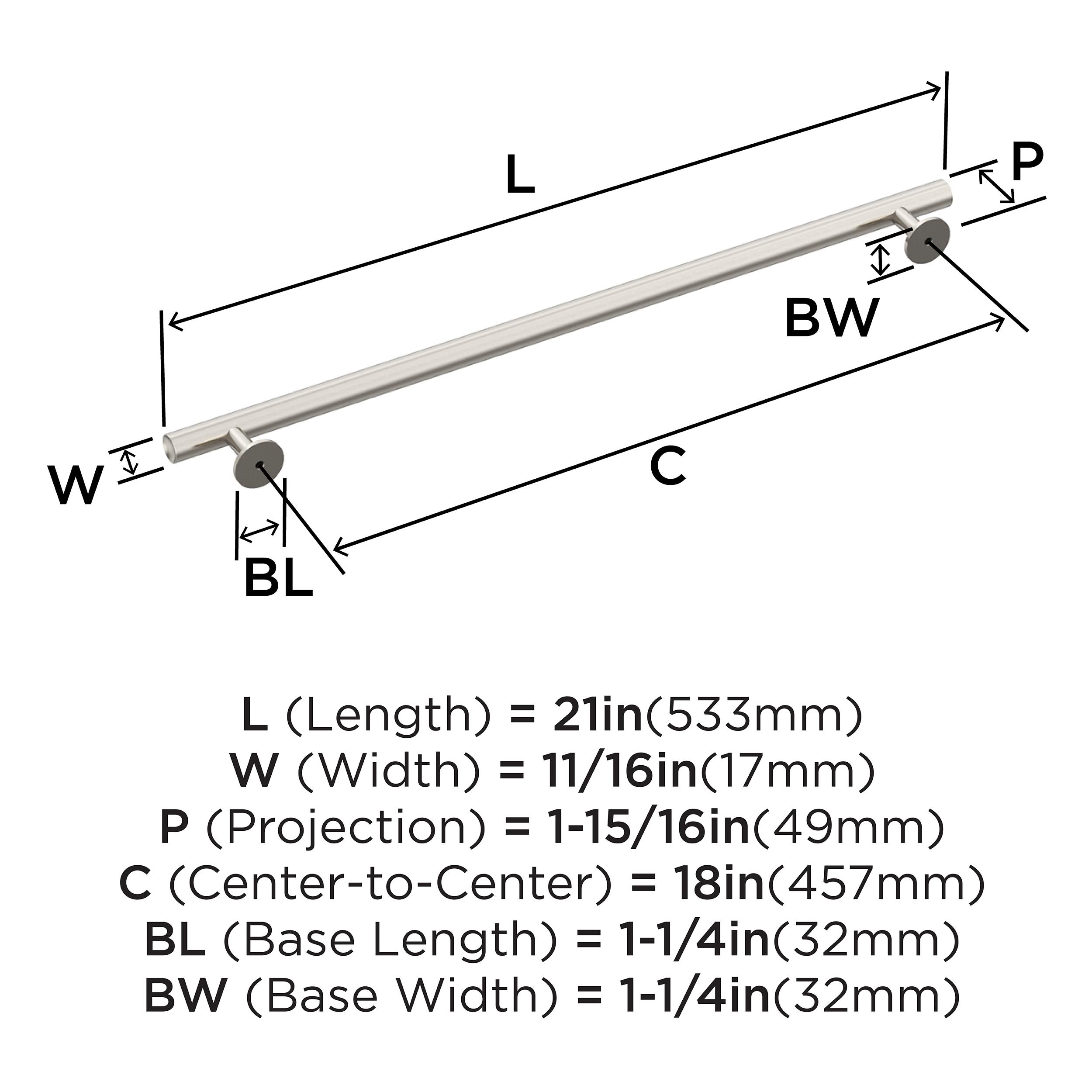 Amerock Radius 18 inch (457mm) Center-to-Center Satin Nickel Appliance Pull