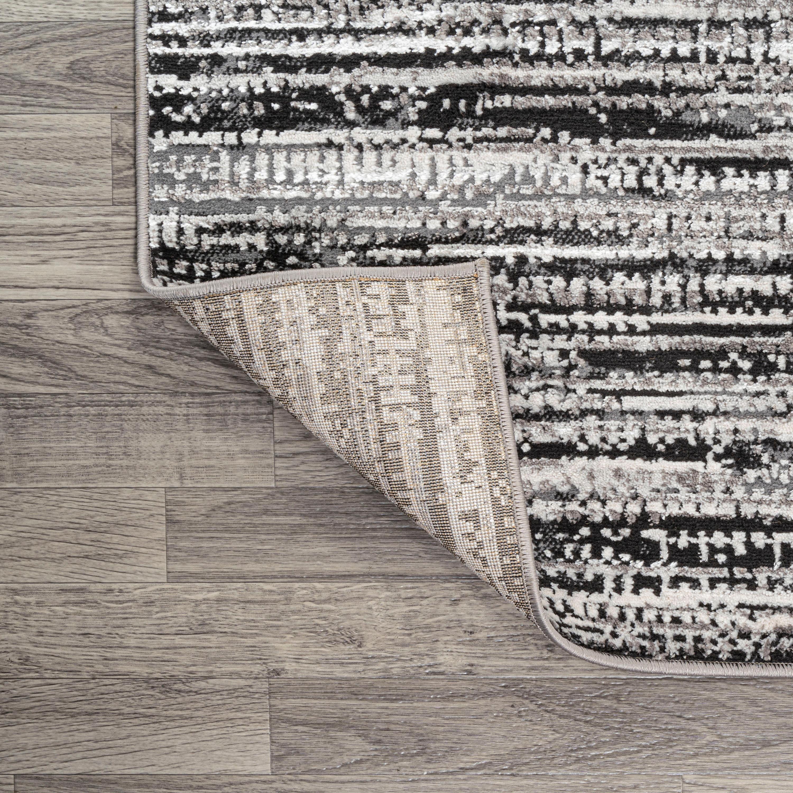 JONATHAN Y Loom Modern Strie'  Black/Gray 8 ft. x 10 ft. Area Rug
