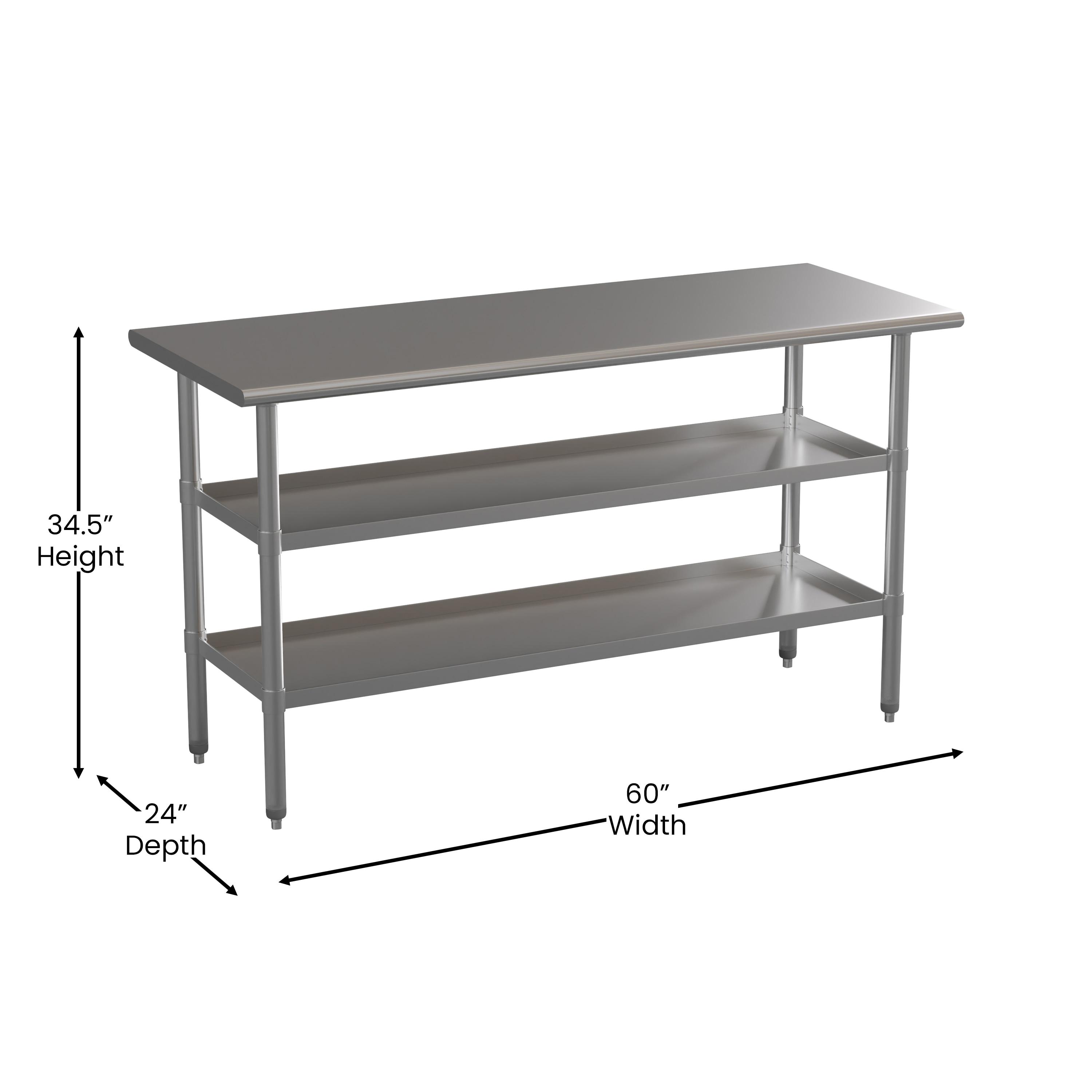 Woodford NSF Stainless Steel 18 Gauge Work Table with 2 Undershelves