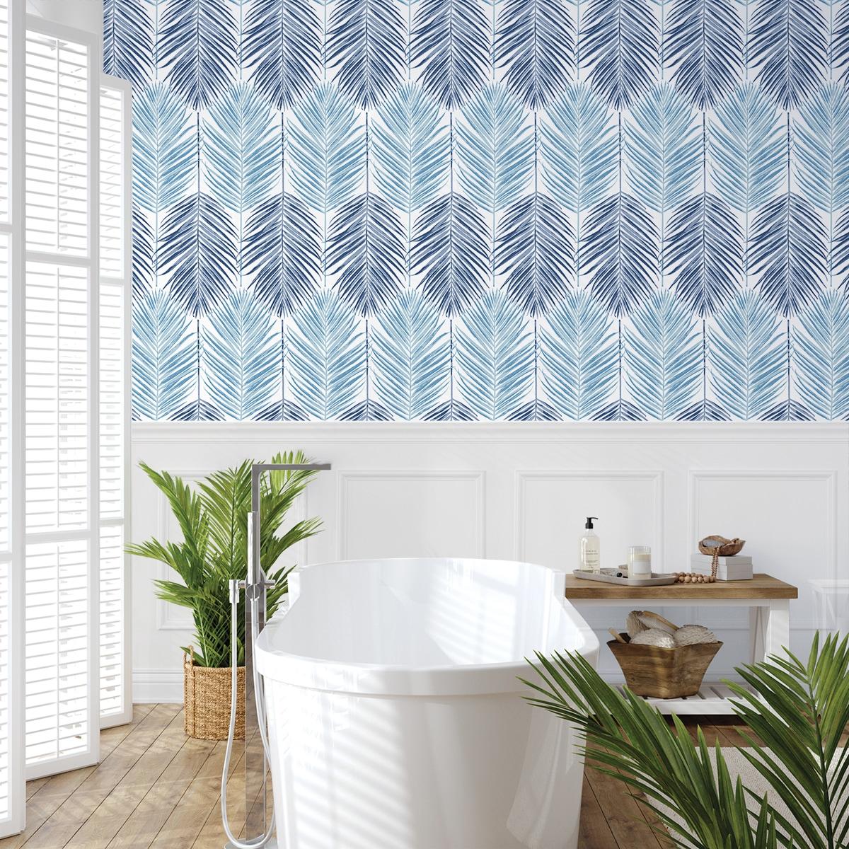 NextWall 30.75-Sq. Feet Blue Lagoon Vinyl Floral Self-adhesive Peel and Stick Wallpaper