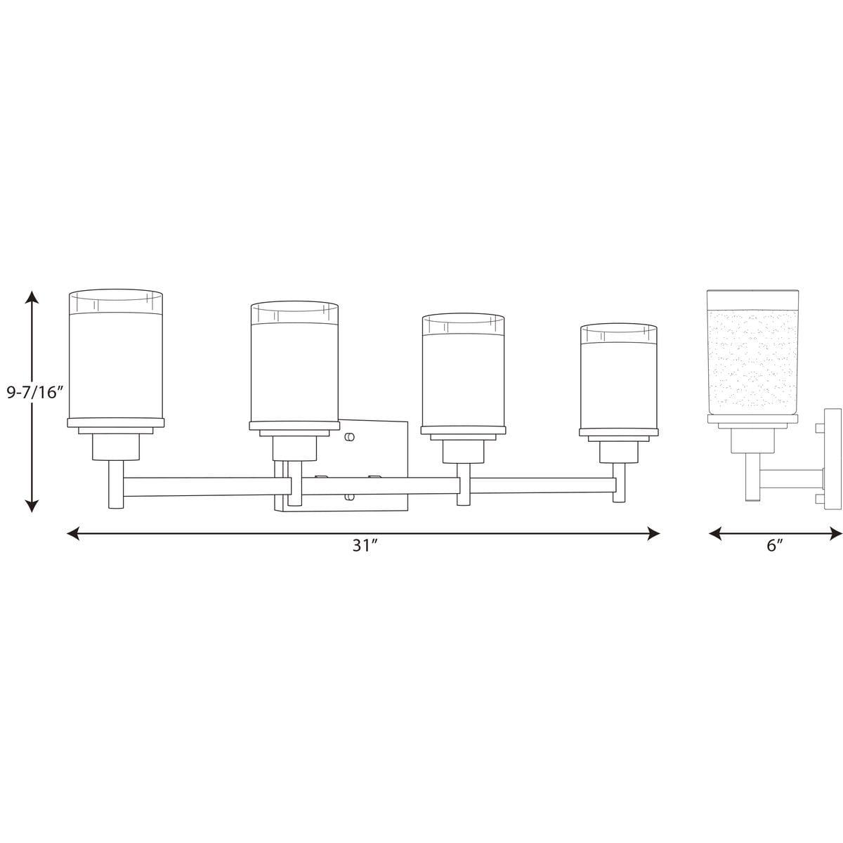 Progress Lighting Alexa Collection 4-Light Bath Fixture, Brushed Nickel, White Linen Glass Shade