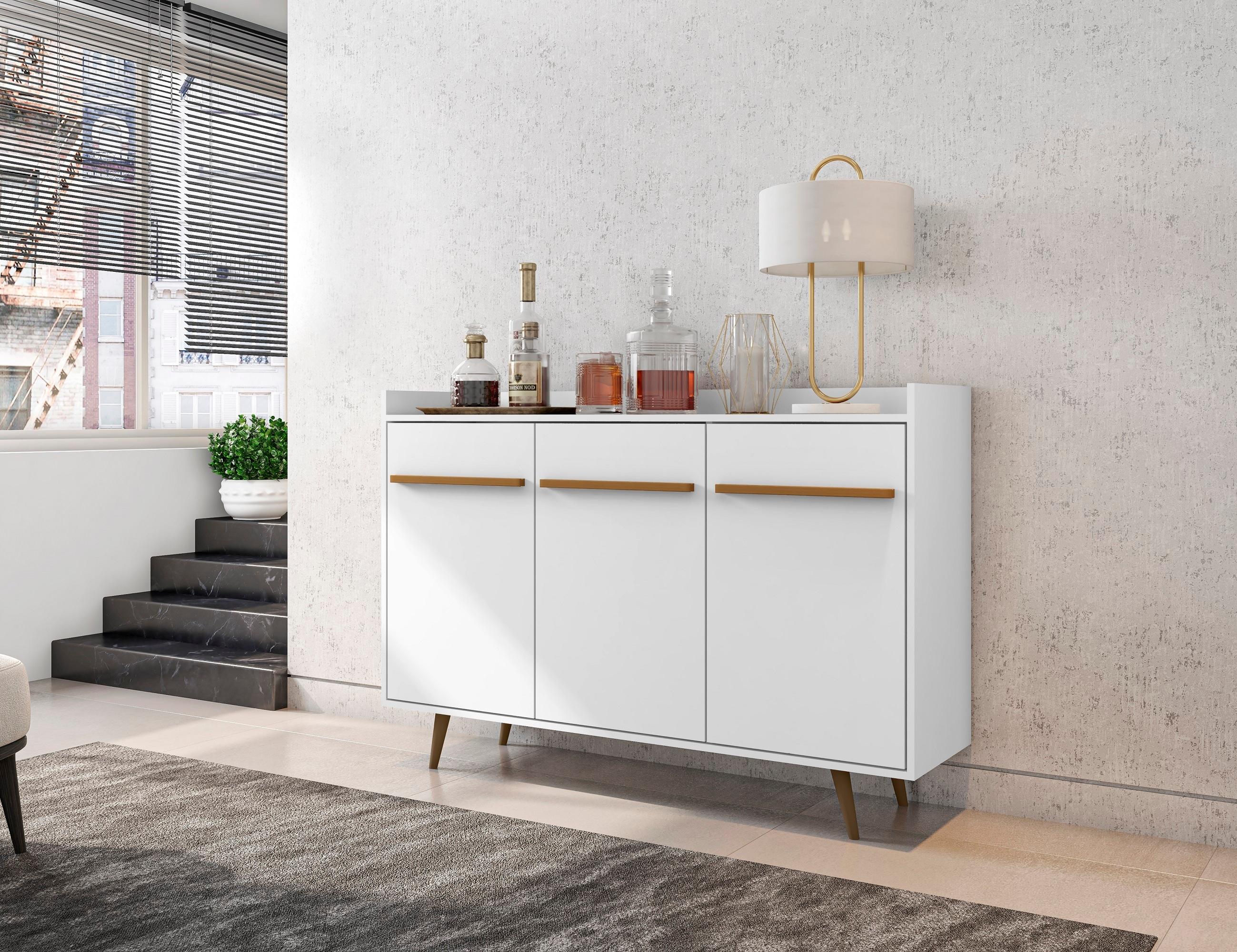 53.54" Bradley Buffet Stand White - Manhattan Comfort: Mid-Century Modern Storage Console