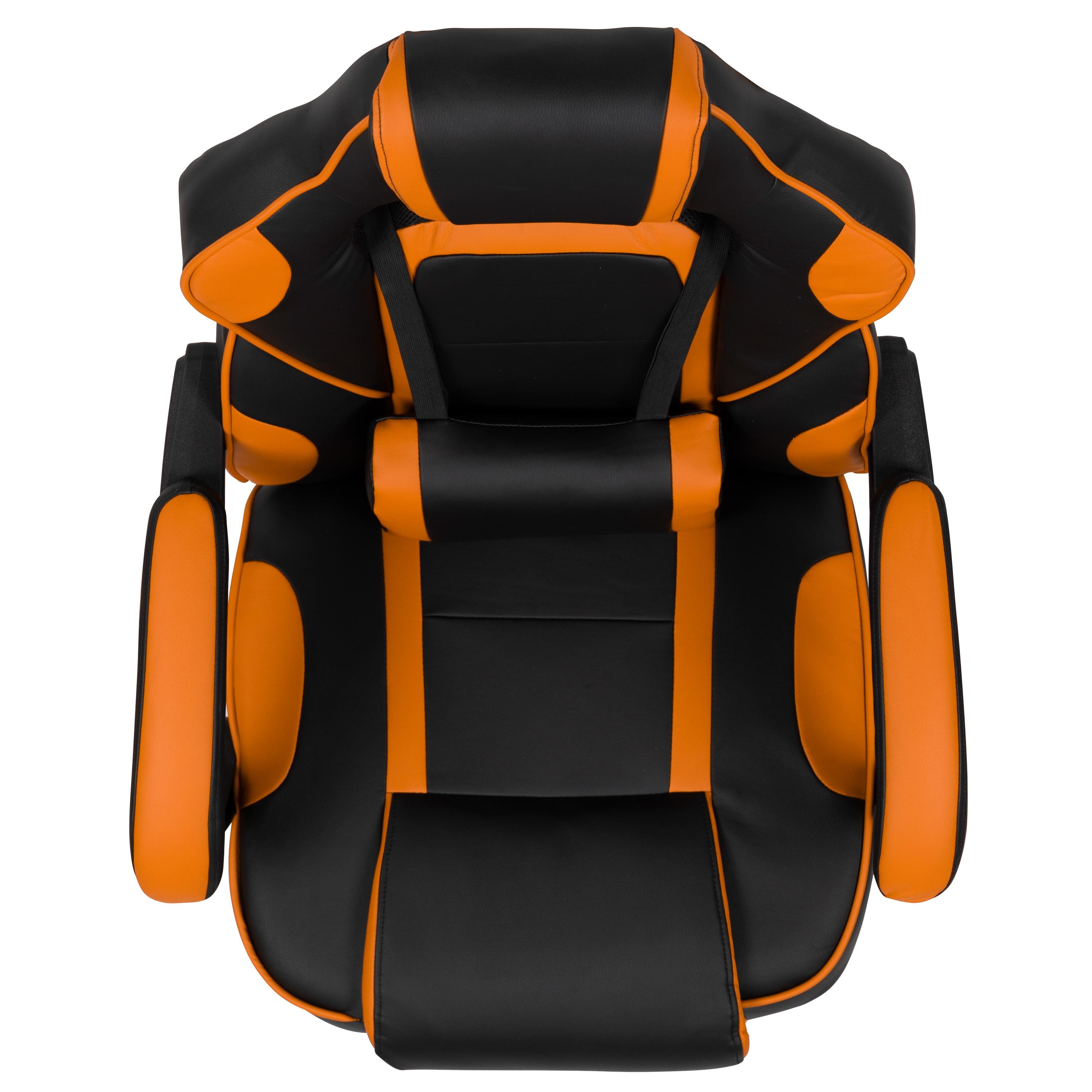 Flash Furniture X40 Gaming Chair Racing Ergonomic Computer Chair with Fully Reclining Back/Arms, Slide-Out Footrest, Massaging Lumbar - Black/Orange