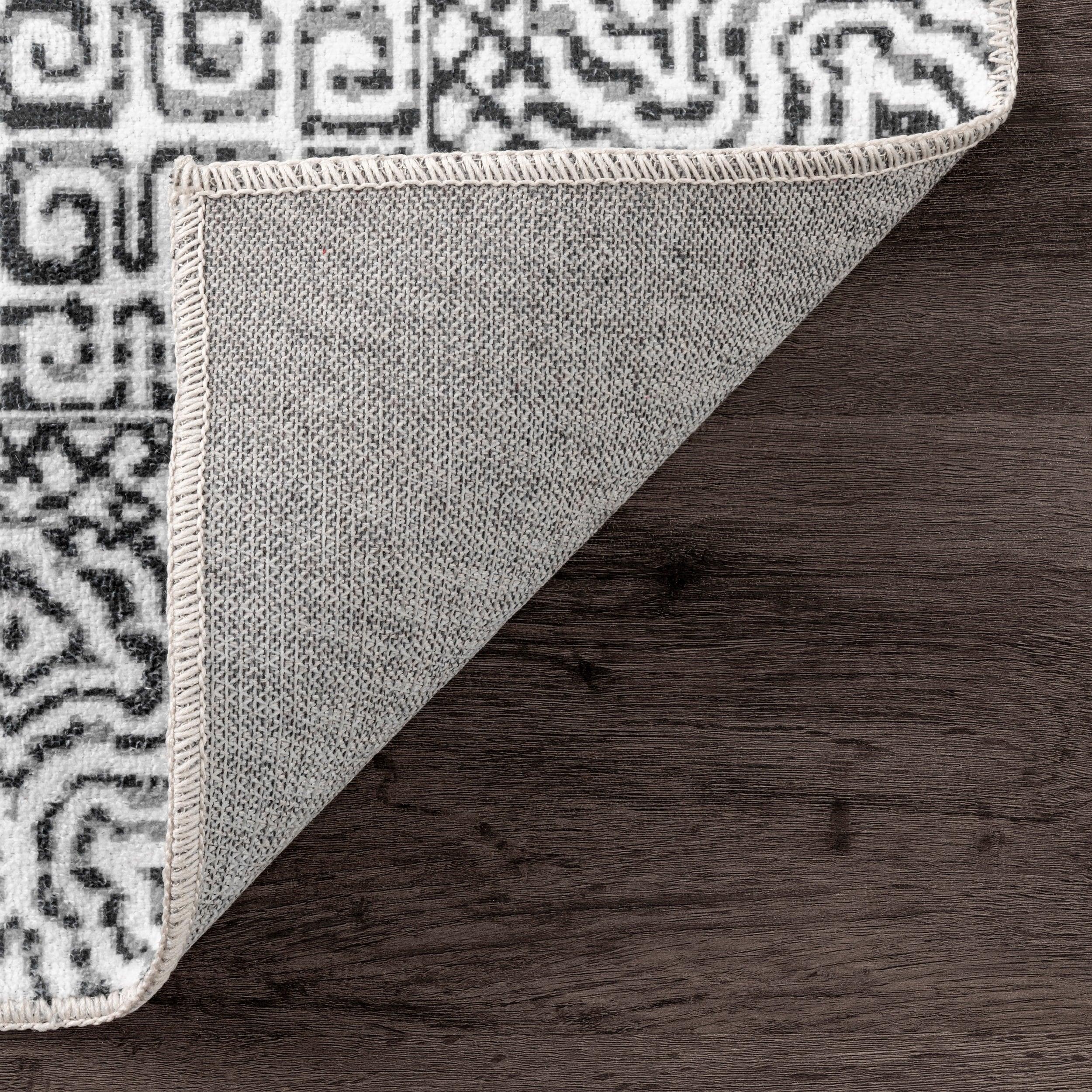 Nuloom Hart Medallion 5x8 Machine Washable Indoor Area Rug for Living Room Bedroom Dining Room Kitchen, Grey/Ivory
