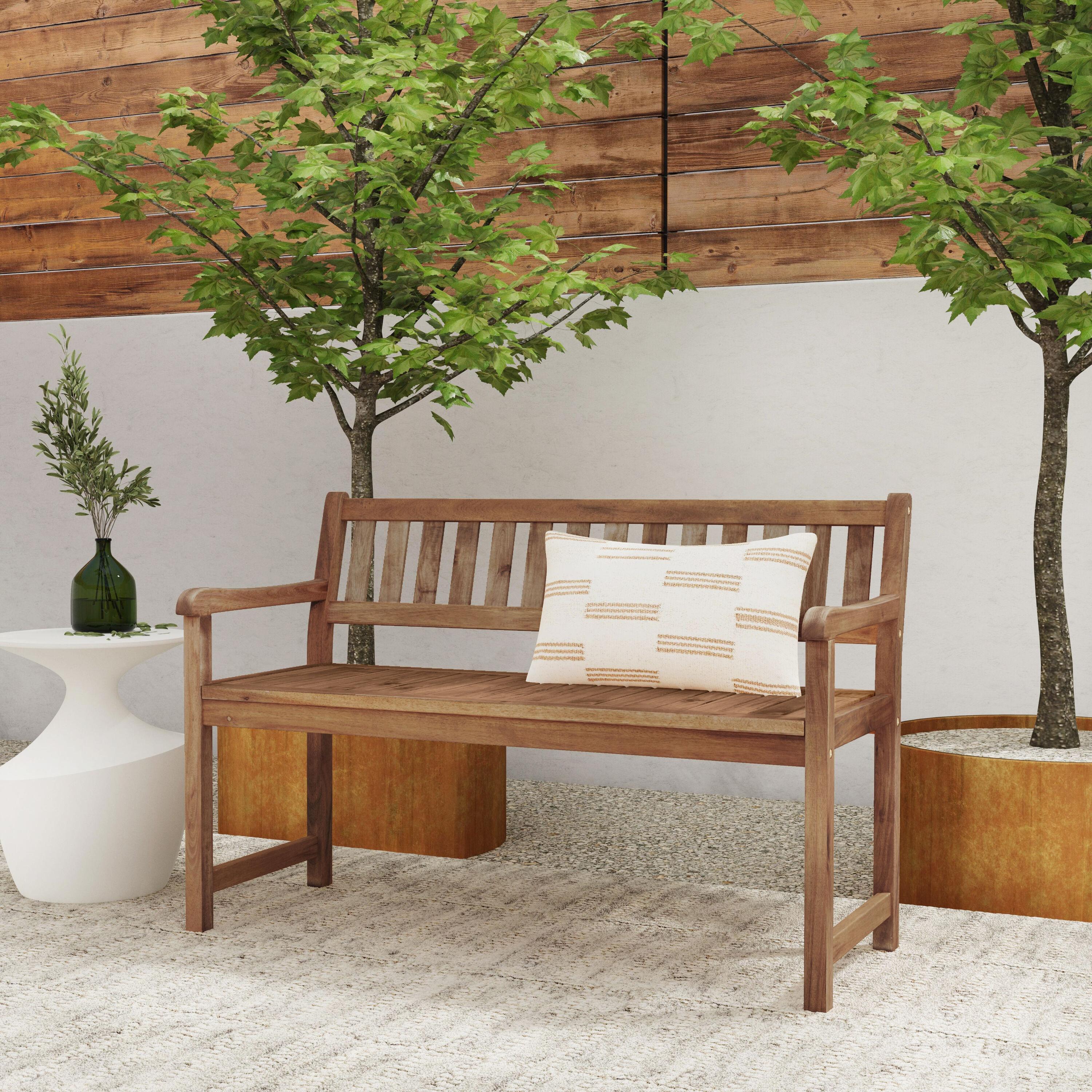 Linon Catalan Bench - Teak Finish