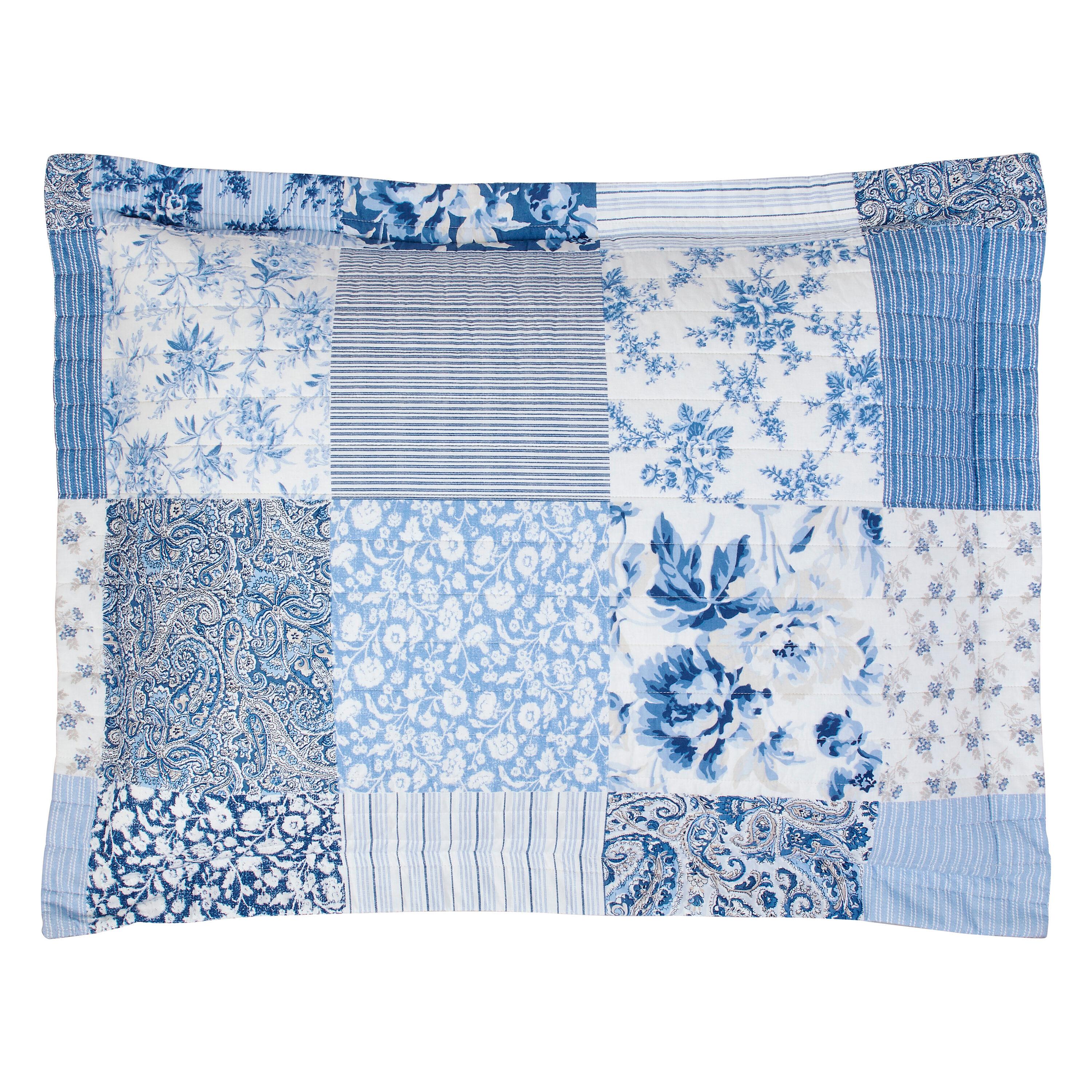 Laura Ashley Laura Ashley Paisley Patchwork Cotton Reversible Blue Quilt Set