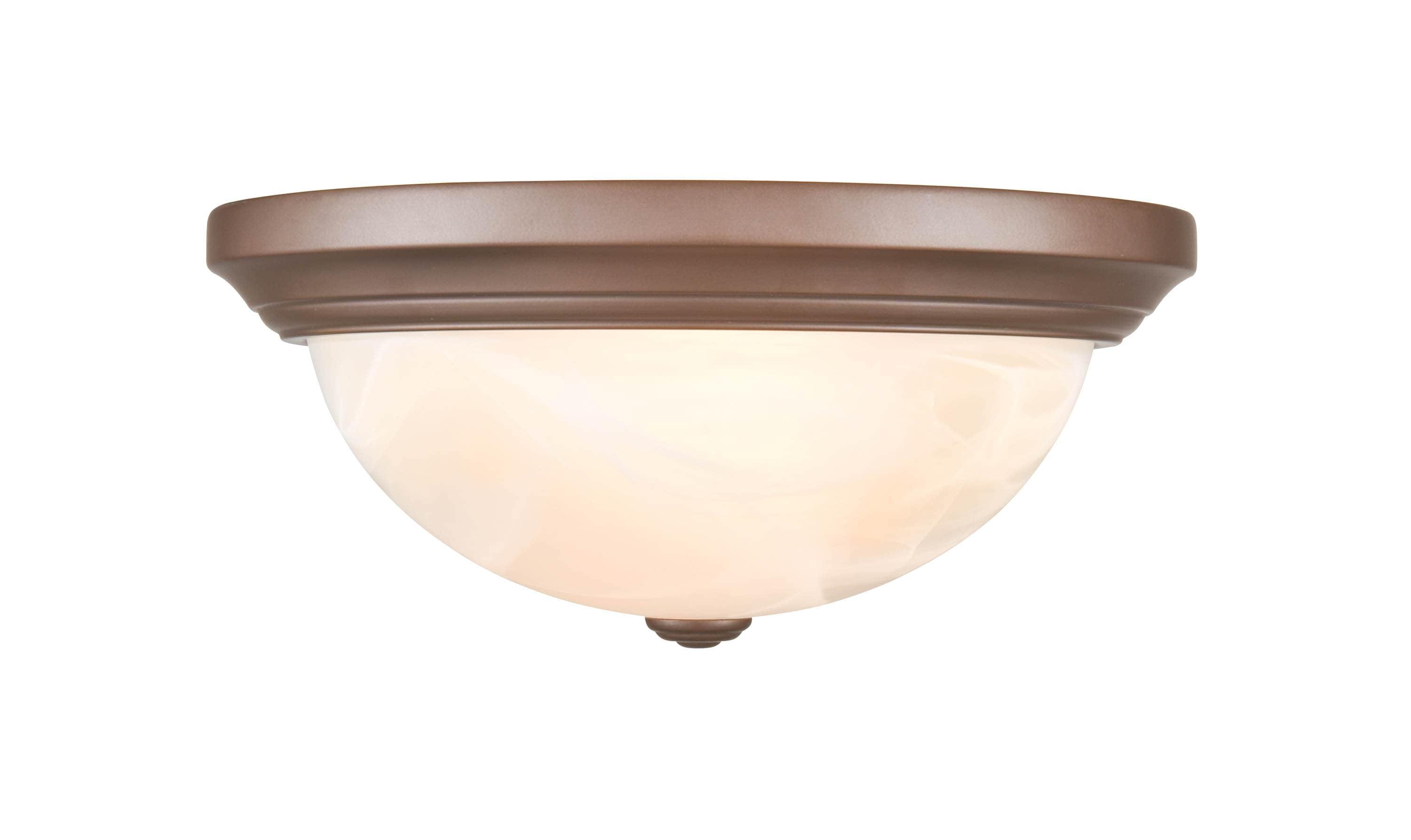 Sleek Bronze Glass 13" Bowl Flushmount Ceiling Light