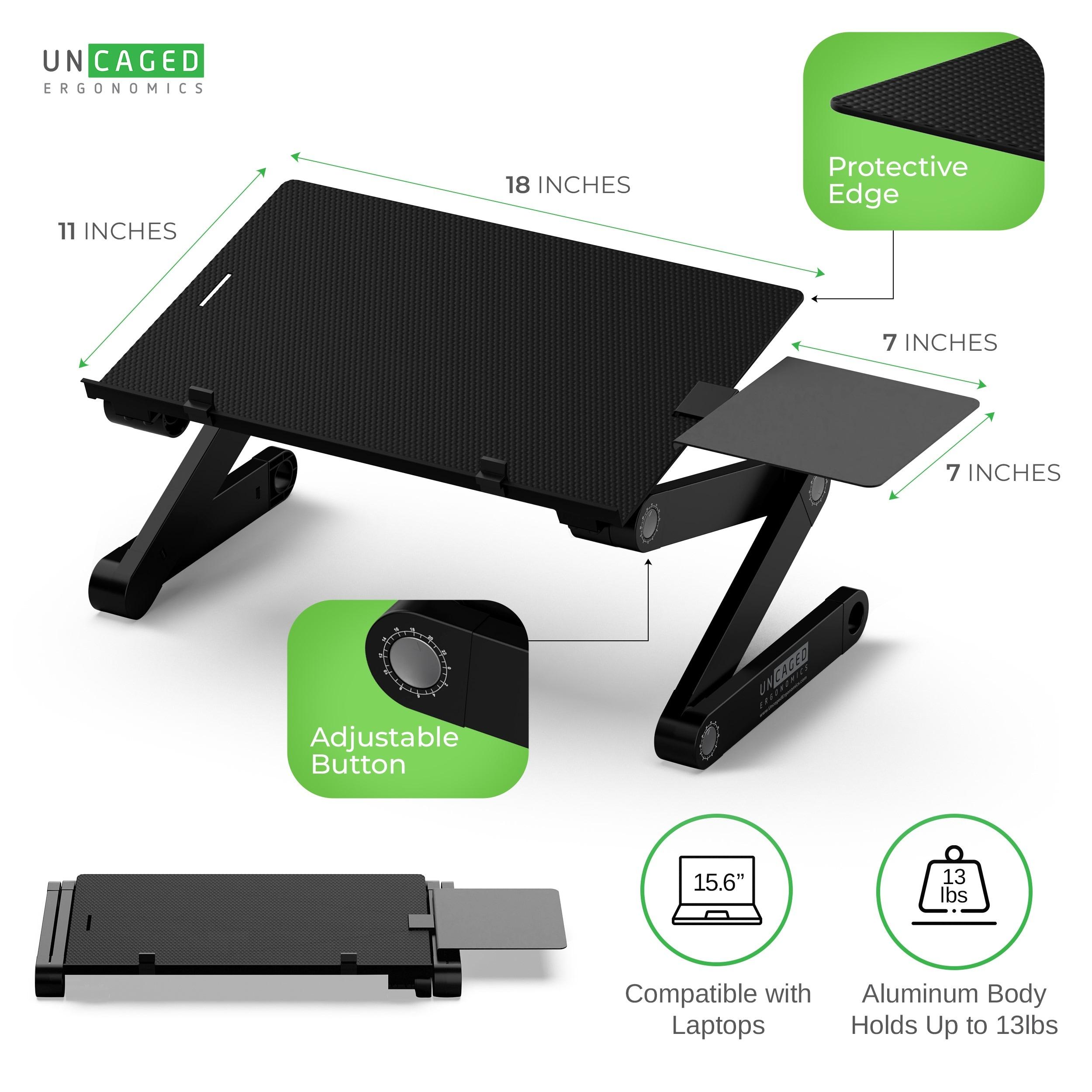 Uncaged Ergonomics Workez Adjustable Height & Tilt Keyboard Stand Black : Ergonomic Lap Desk, Standing Desk Converter