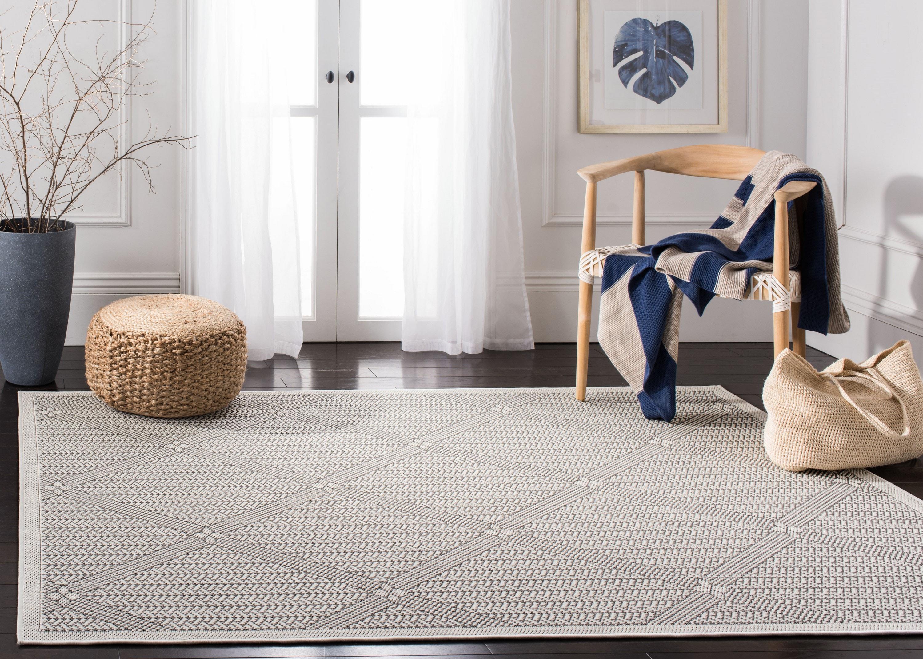 Bermuda BMU811 Power Loomed Indoor/Outdoor Area Rug - Cream/Gray - 8'x8' - Safavieh.