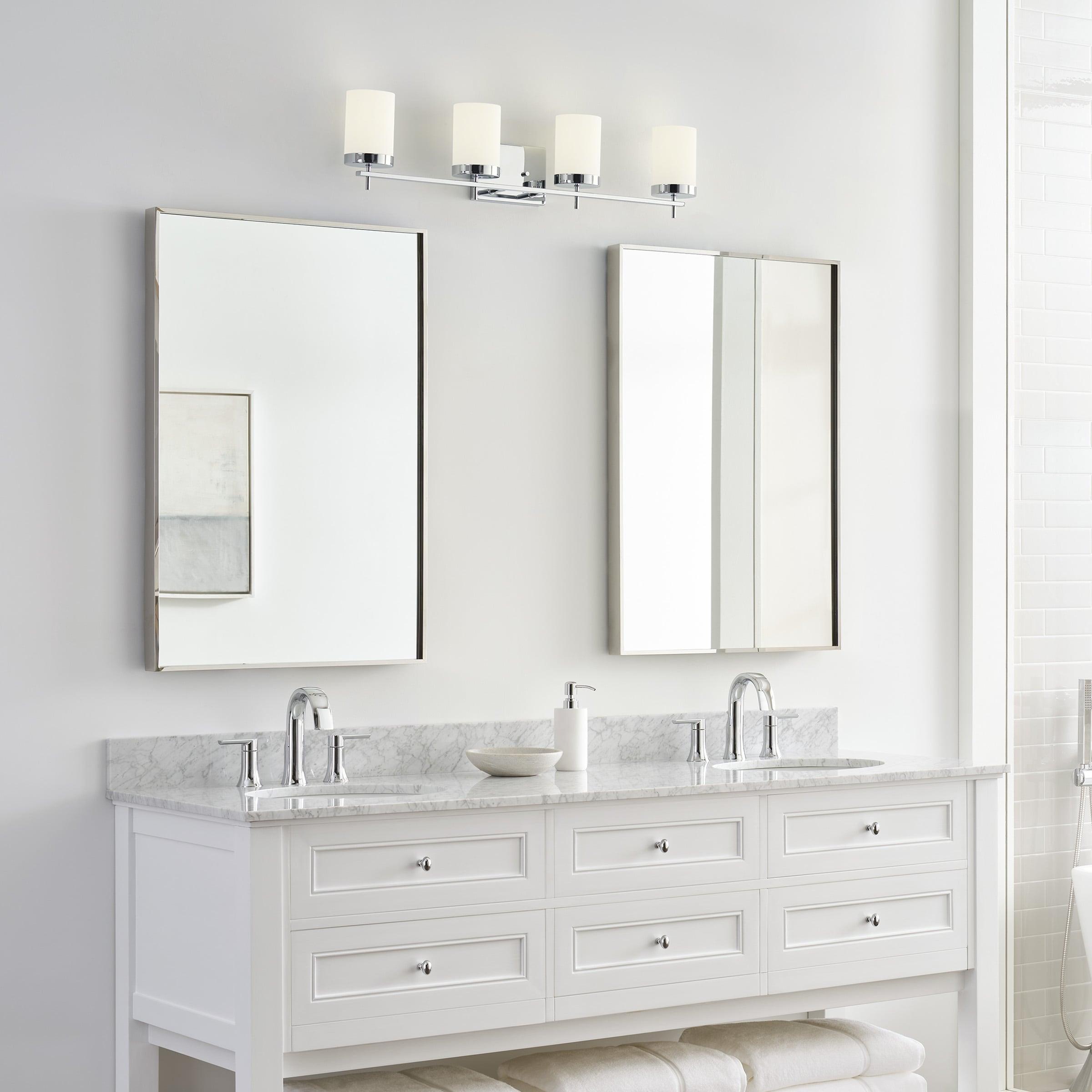 Chrome 4-Light Dimmable Cylinder Bathroom Vanity Light