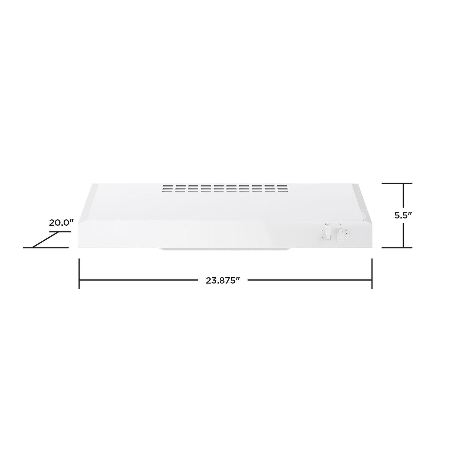 24-Inch White Convertible Under Cabinet Range Hood with Stainless Steel Filters