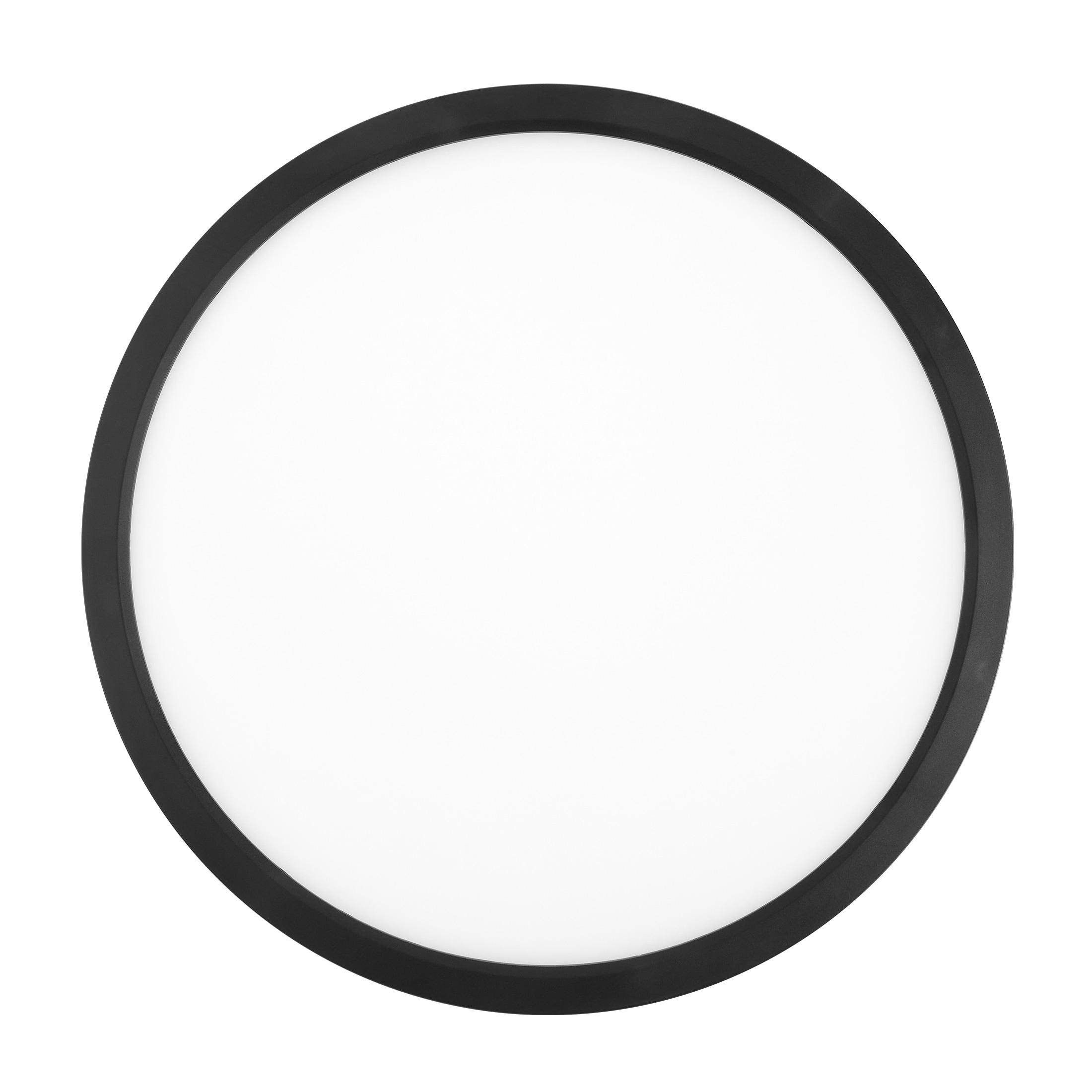 Maxxima 14 in. LED Flush Mount Ceiling Light, 5 CCT 2700K-5000K, 2400 Lumens, Traditional Indoor Black Trim Round Panel Light, Dimmable