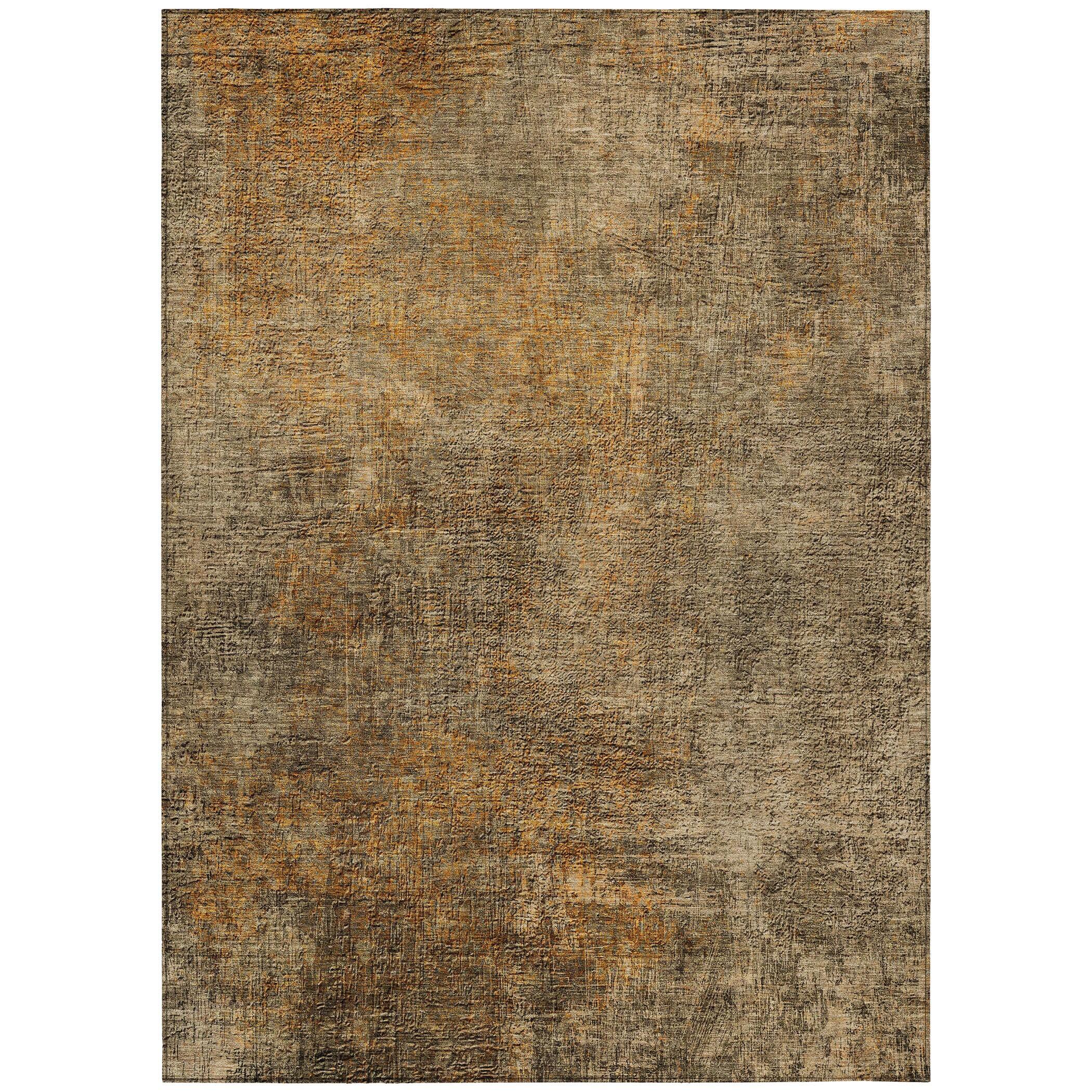 Brown Synthetic Flat Woven Rectangular Washable Rug 3' x 5'