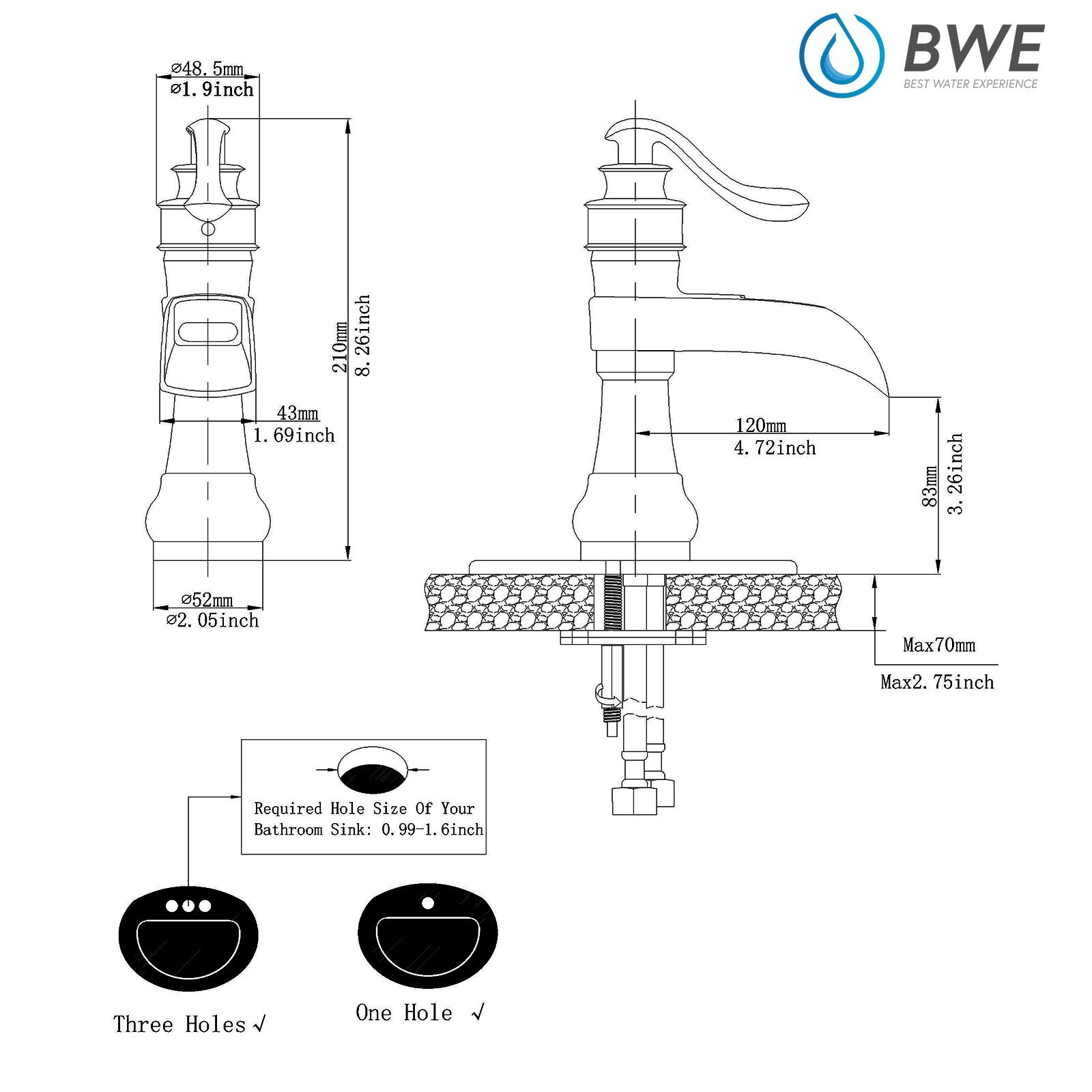 BWE Single Hole Single-Handle Low-Arc Bathroom Faucet in Brushed Nickel