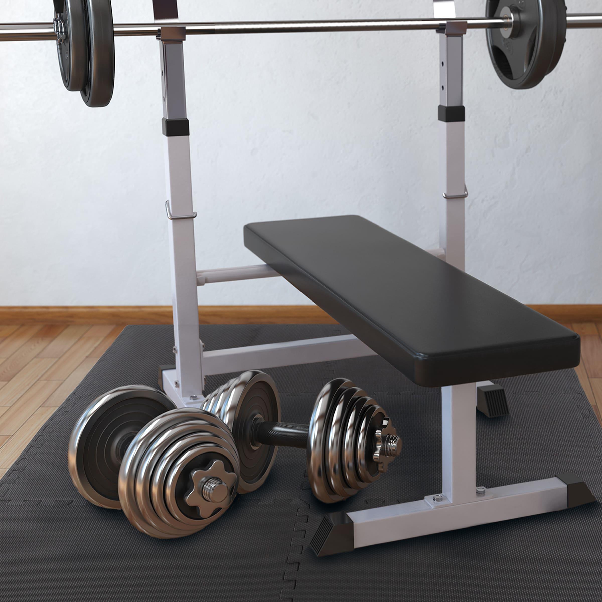 EVA Foam Mat Tiles 24-Pack - 96 SQ FT of Interlocking Padding for Garage, Playroom, or Gym Flooring - Exercise Mat or Baby Playmat by Stalwart (Black)