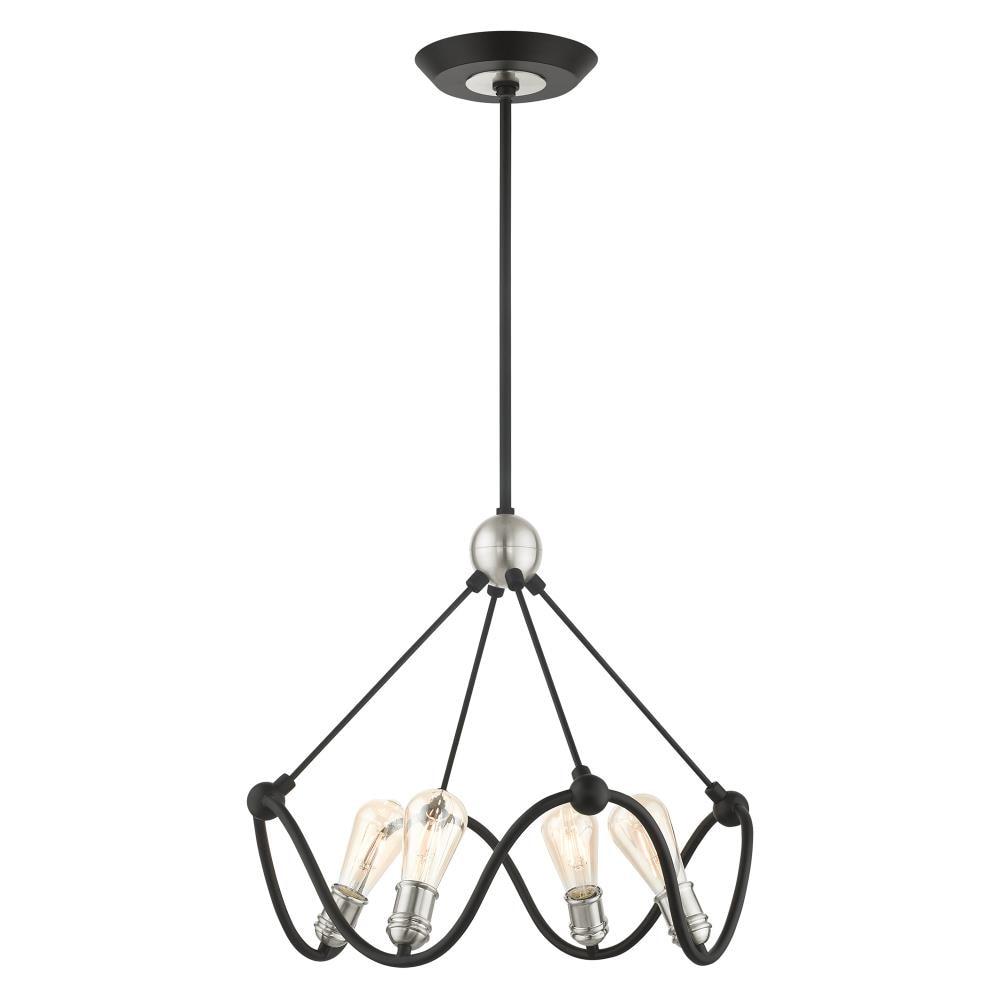 Livex Lighting Archer 4 - Light Chandelier in Textured Black/Brushed Nickel
