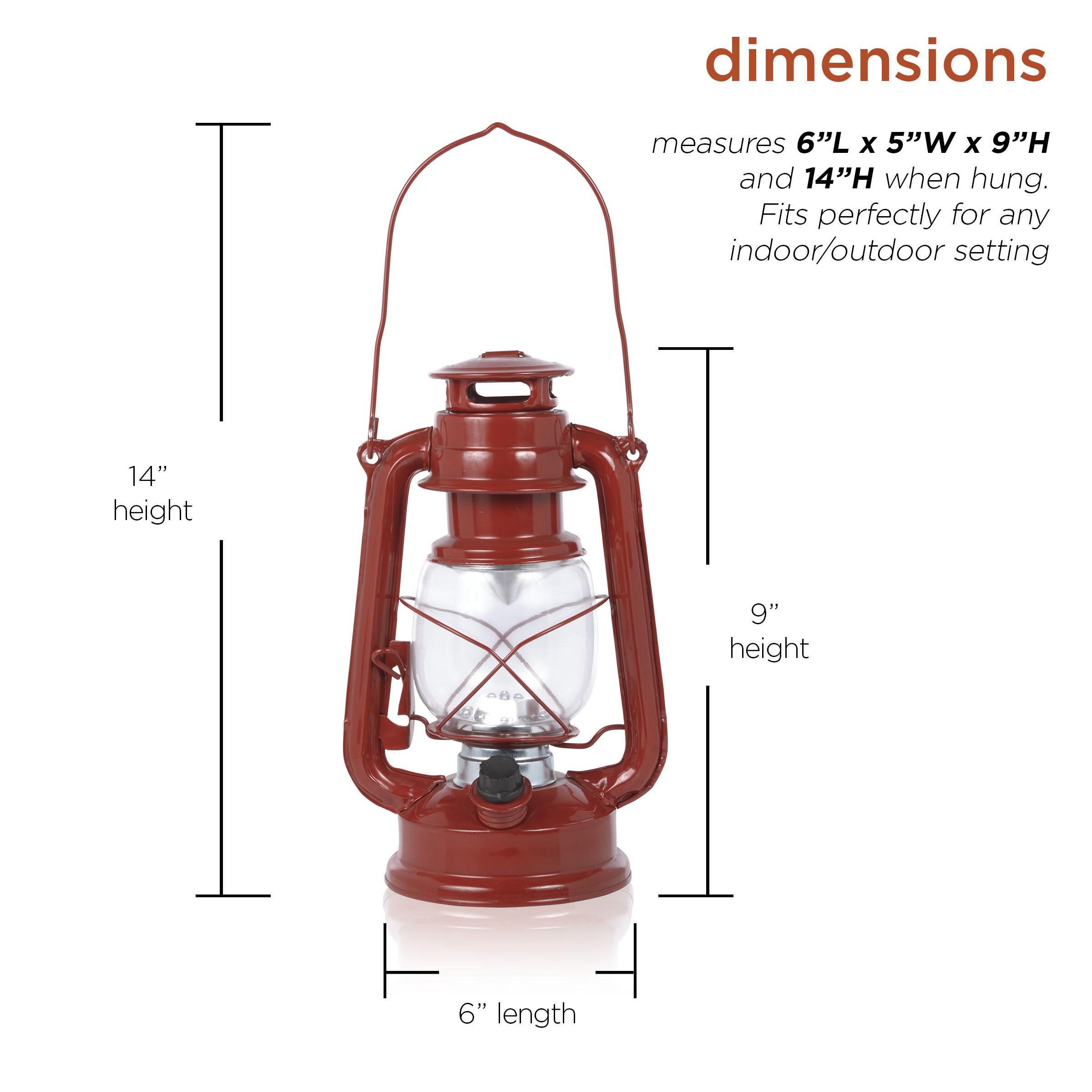 Red Hurricane Lantern with Cool White LED Lights