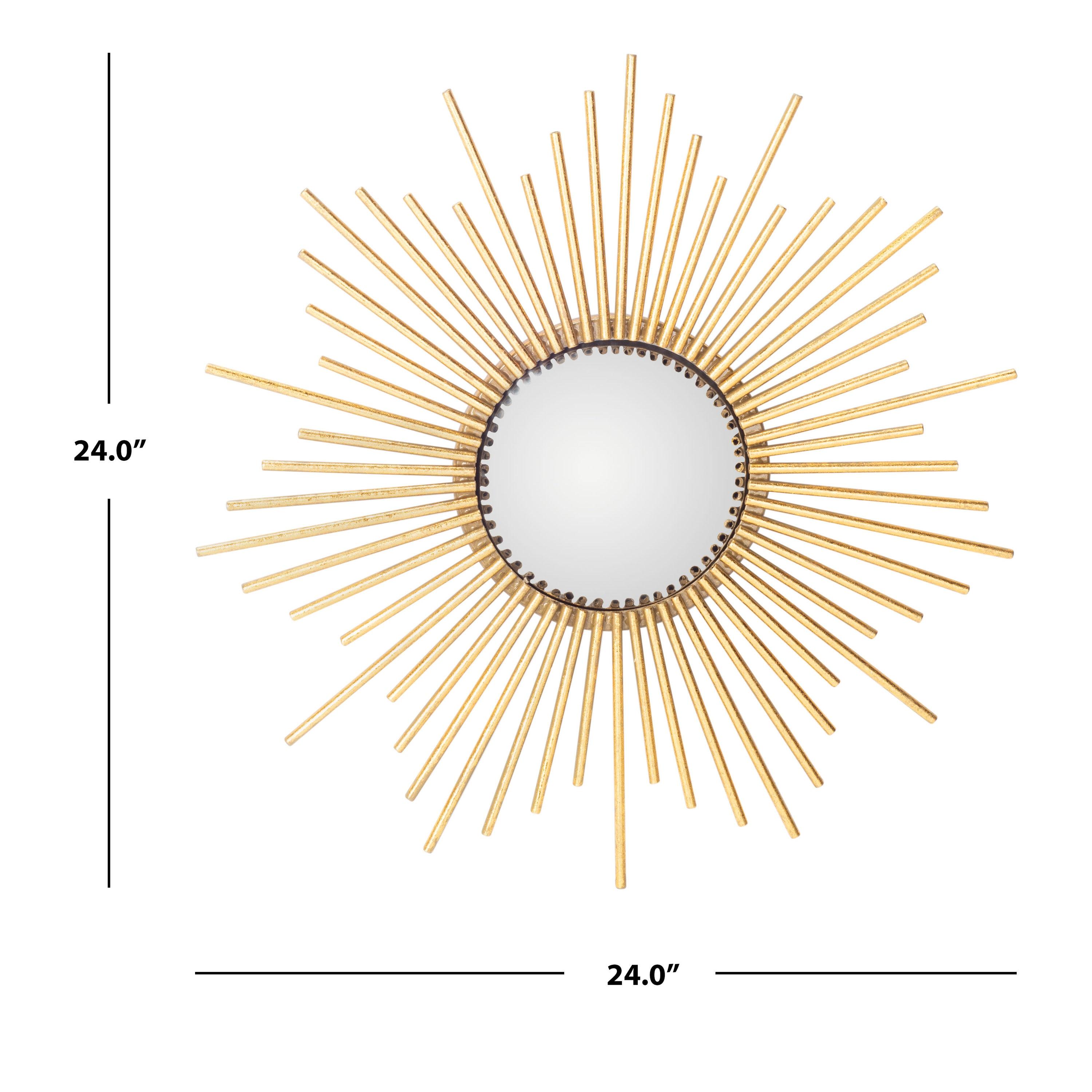 Safavieh Rosaland 24 in. Radiant Lines Round Mirror, Gold Foil