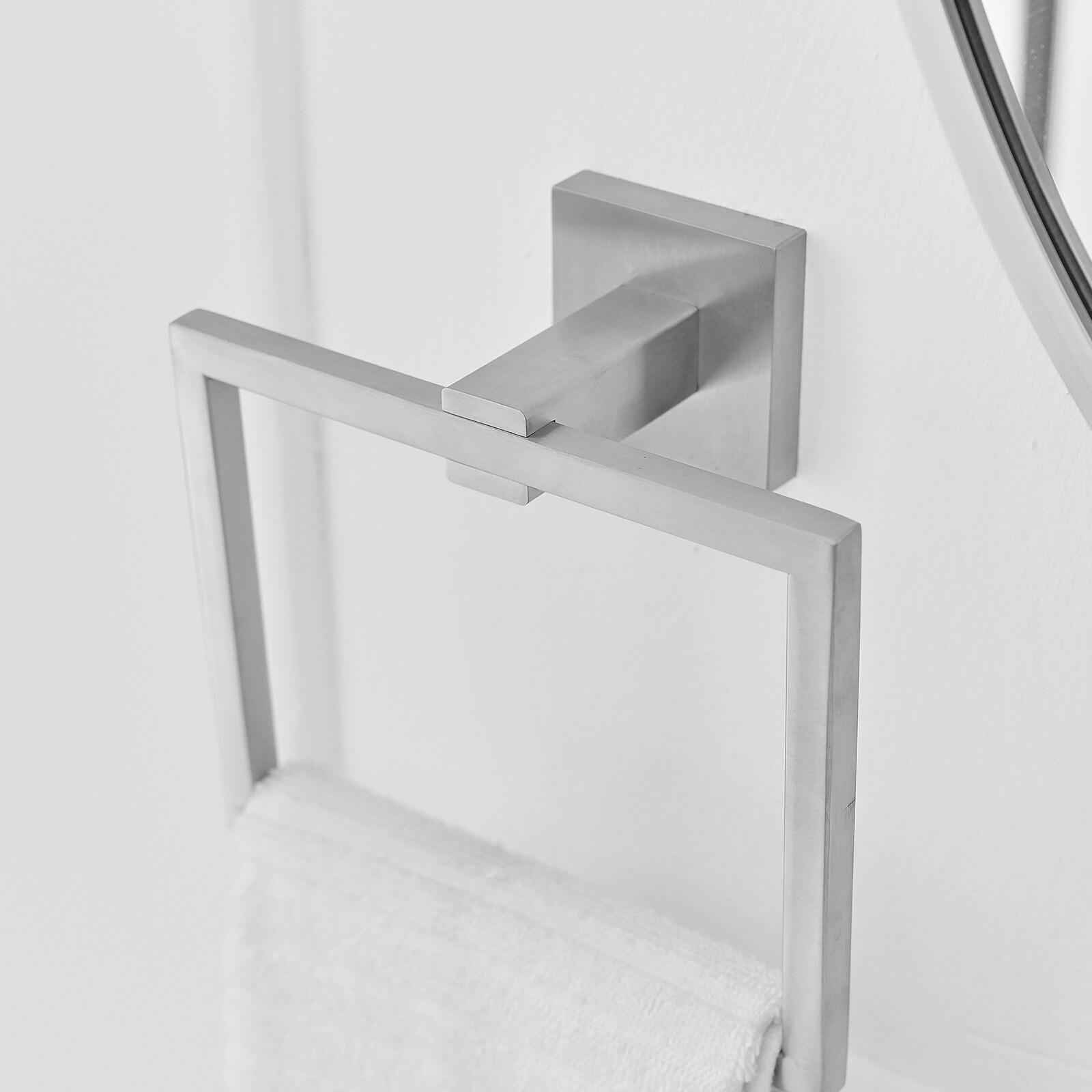 Bath Towel Ring Bathroom Hand Towel Holder Stainless Steel Square Towel Hangers Wall Mounted