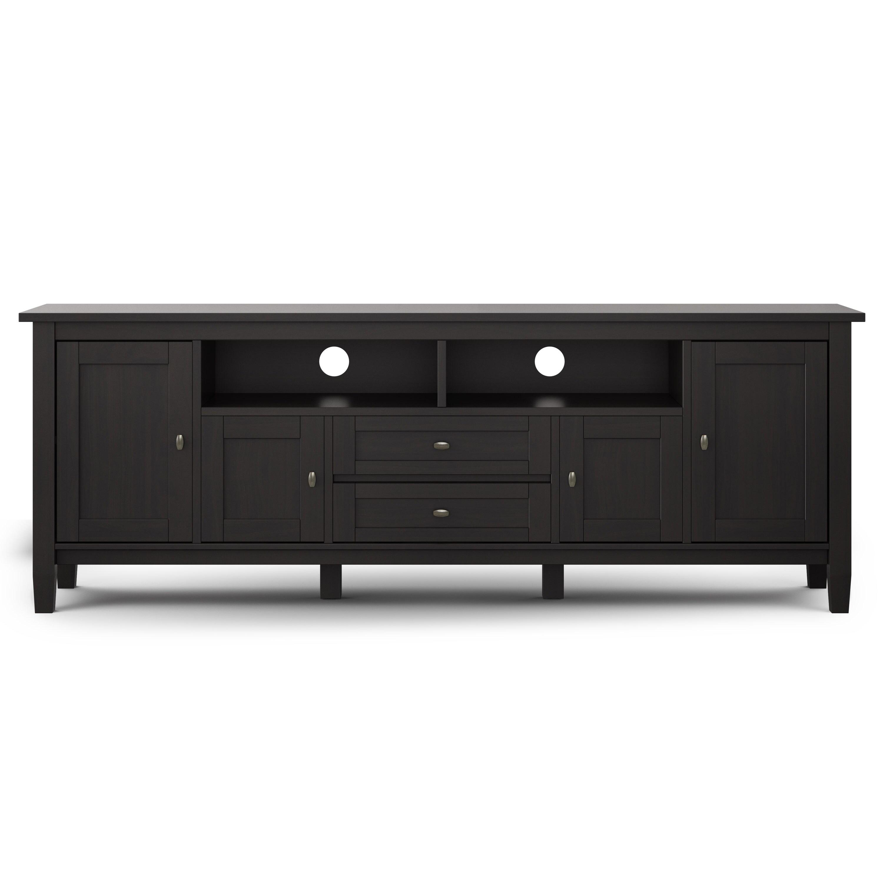 Simpli Home Warm Shaker 72"W Solid Wood TV Stand for TVs up to 80" with 4 Storage Cabinets and 2 Drawers