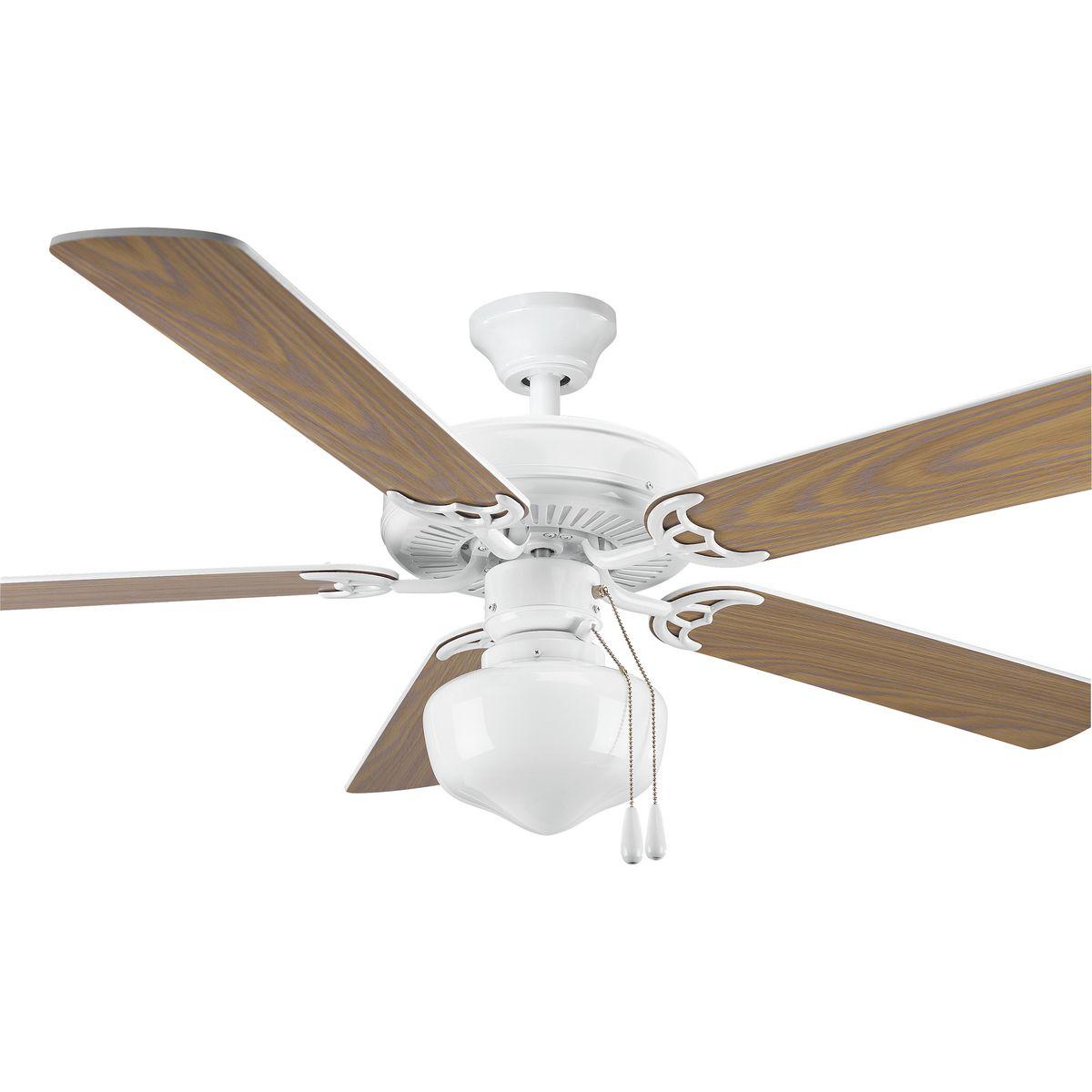 P2501-30-Progress Lighting-AirPro - Wide - Ceiling Fan in Transitional style - 52 Inches wide by 13.5 Inches high-White/Washed Oak Finish