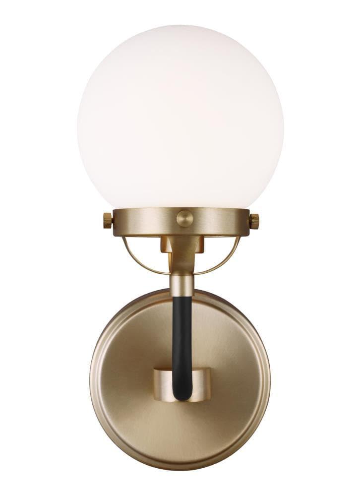 Elegant Satin Bronze Dimmable Wall Sconce with Etched White Shade