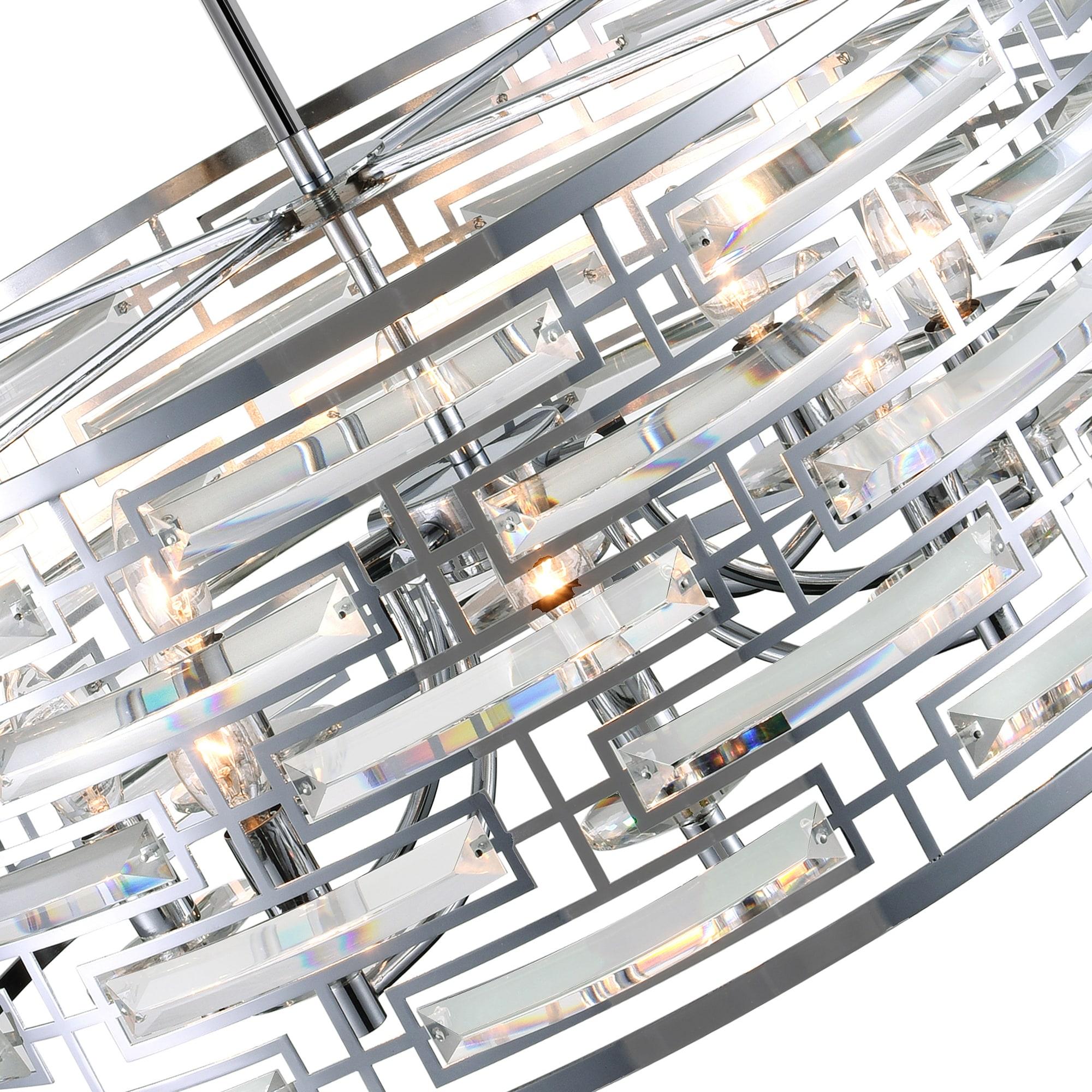 CWI Lighting Petia 6 Light Drum Shade Metal Chandelier in Chrome