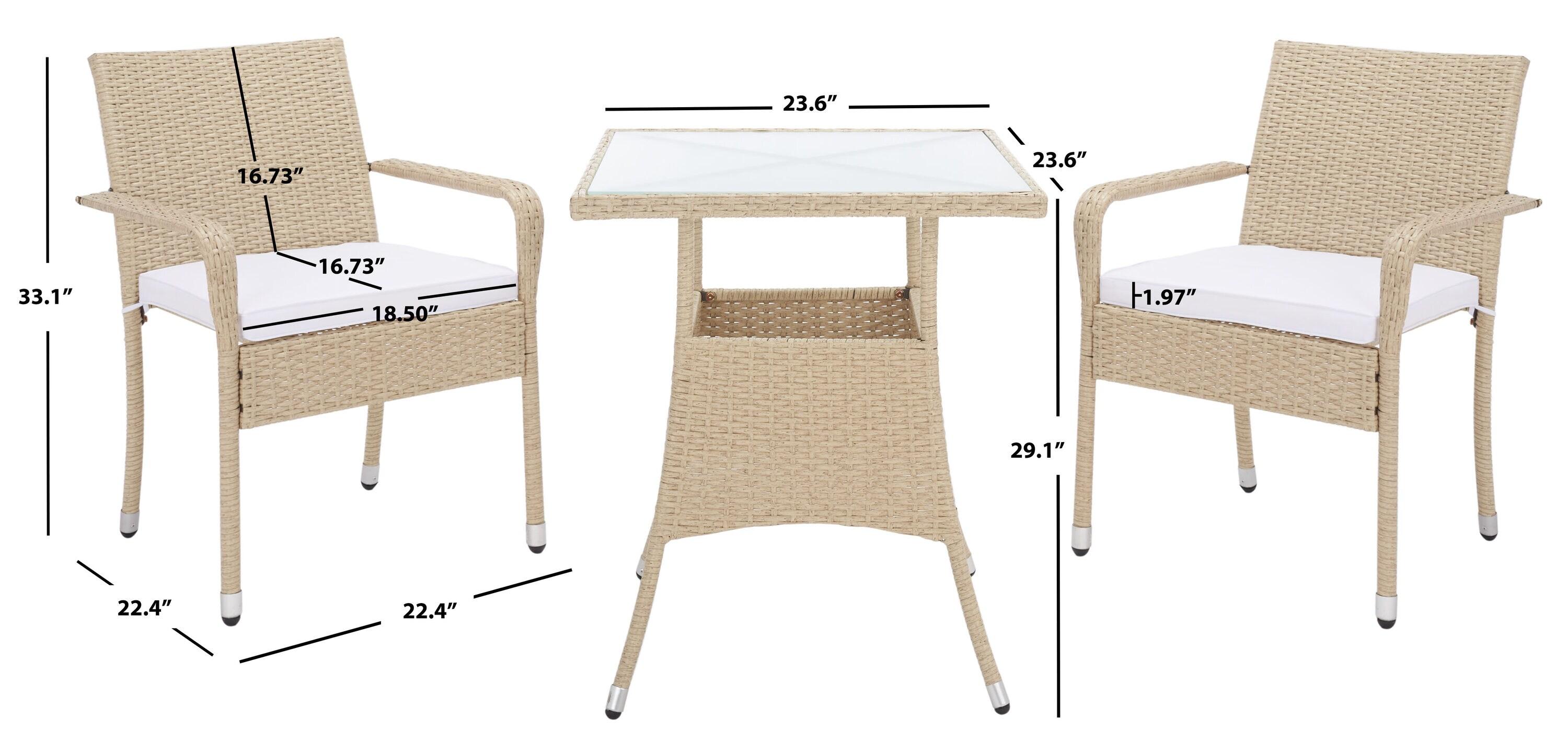 Laban Bistro Set - Outdoor - PAT7718 - Beige/White - Safavieh
