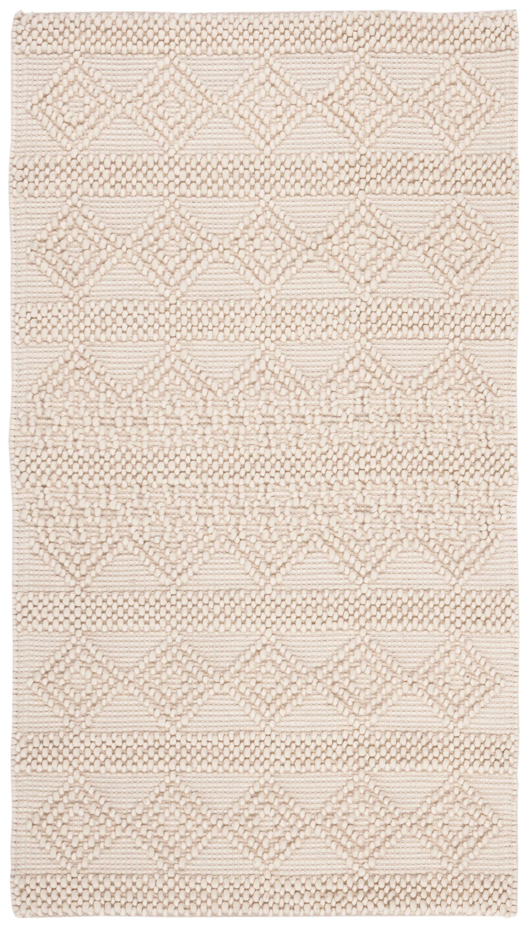 Natura Hand Woven Wool/Cotton Geometric Rug in Ivory