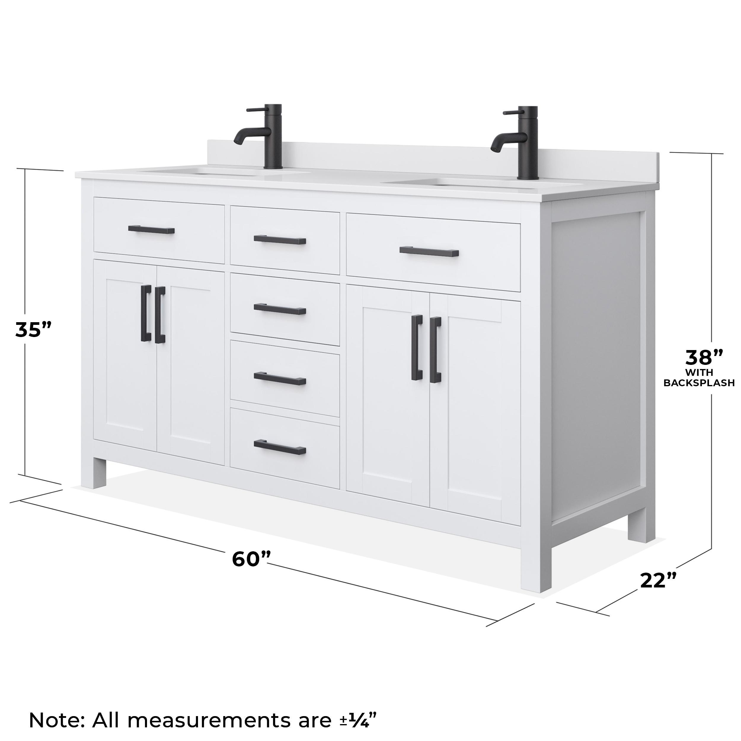 Beckett 60" Freestanding Double Bathroom Vanity with Cultured Marble Top