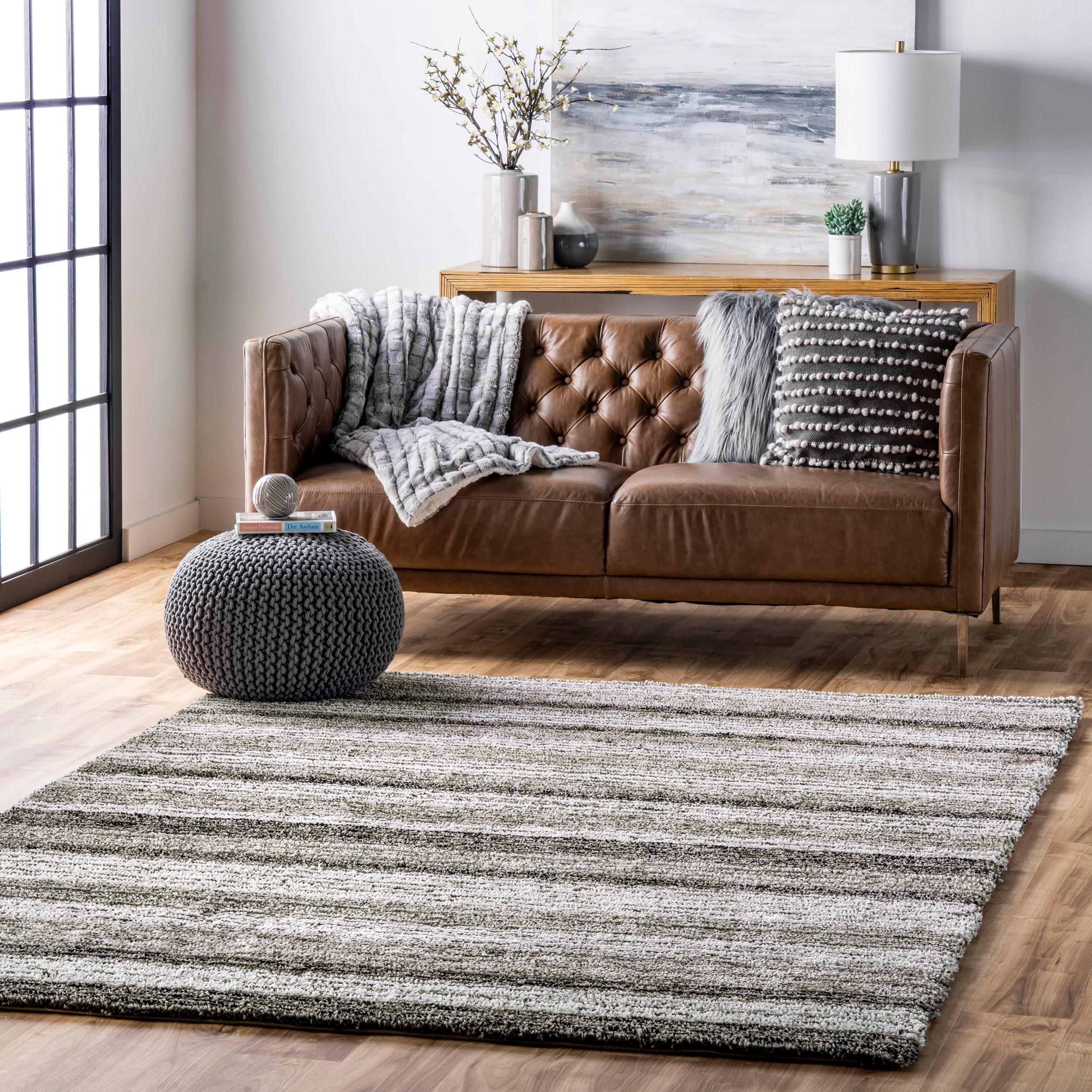 nuLOOM 5'x8' Drey Ombre Shag Area Rug Gray: Modern High Pile Tufted Rectangle, Indoor Polyester with Jute Backing