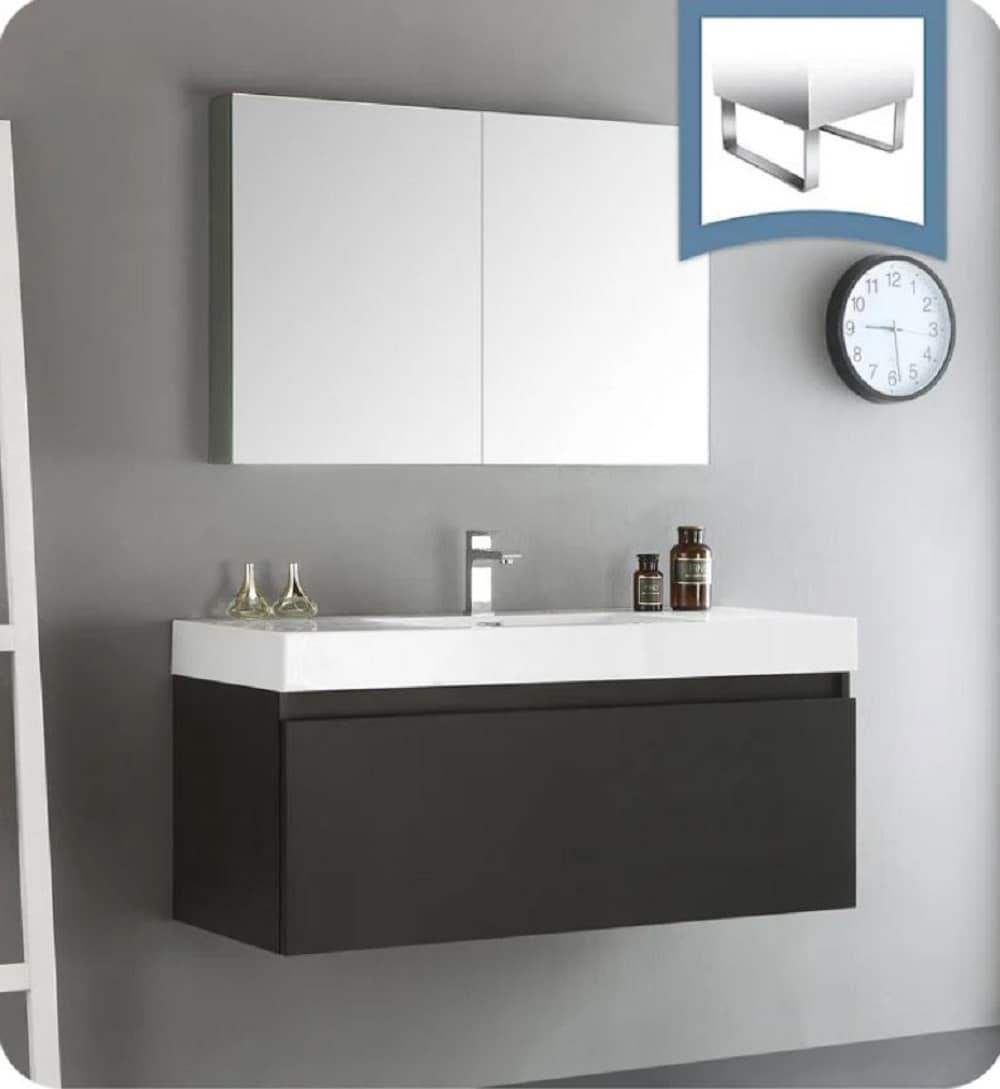 Mezzo 48"Black Wall Hung Bathroom Vanity & Medicine Cabinet