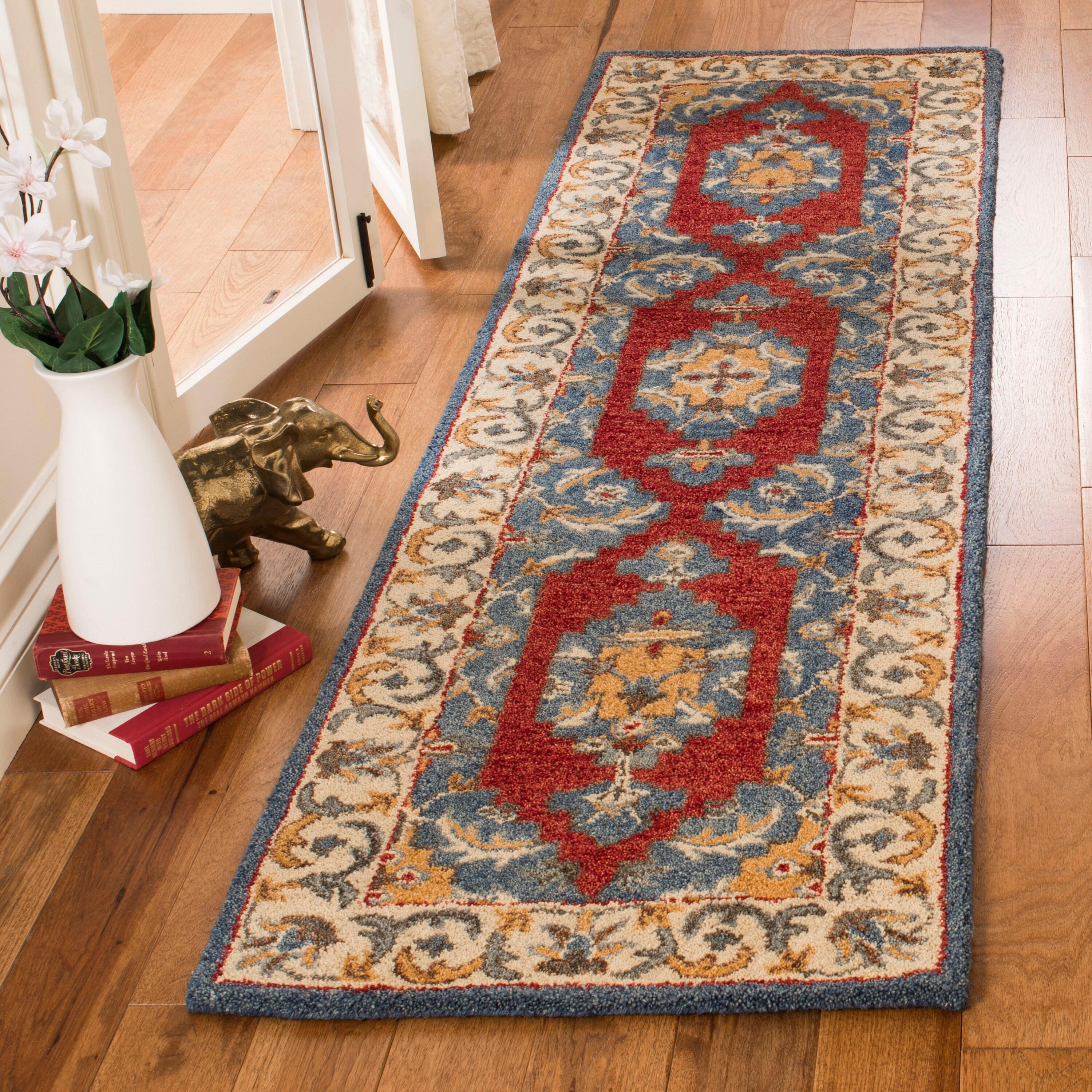 Antiquity AT521 Hand Tufted Runner Rug - Red/Blue - 2'3"x8' - Safavieh.