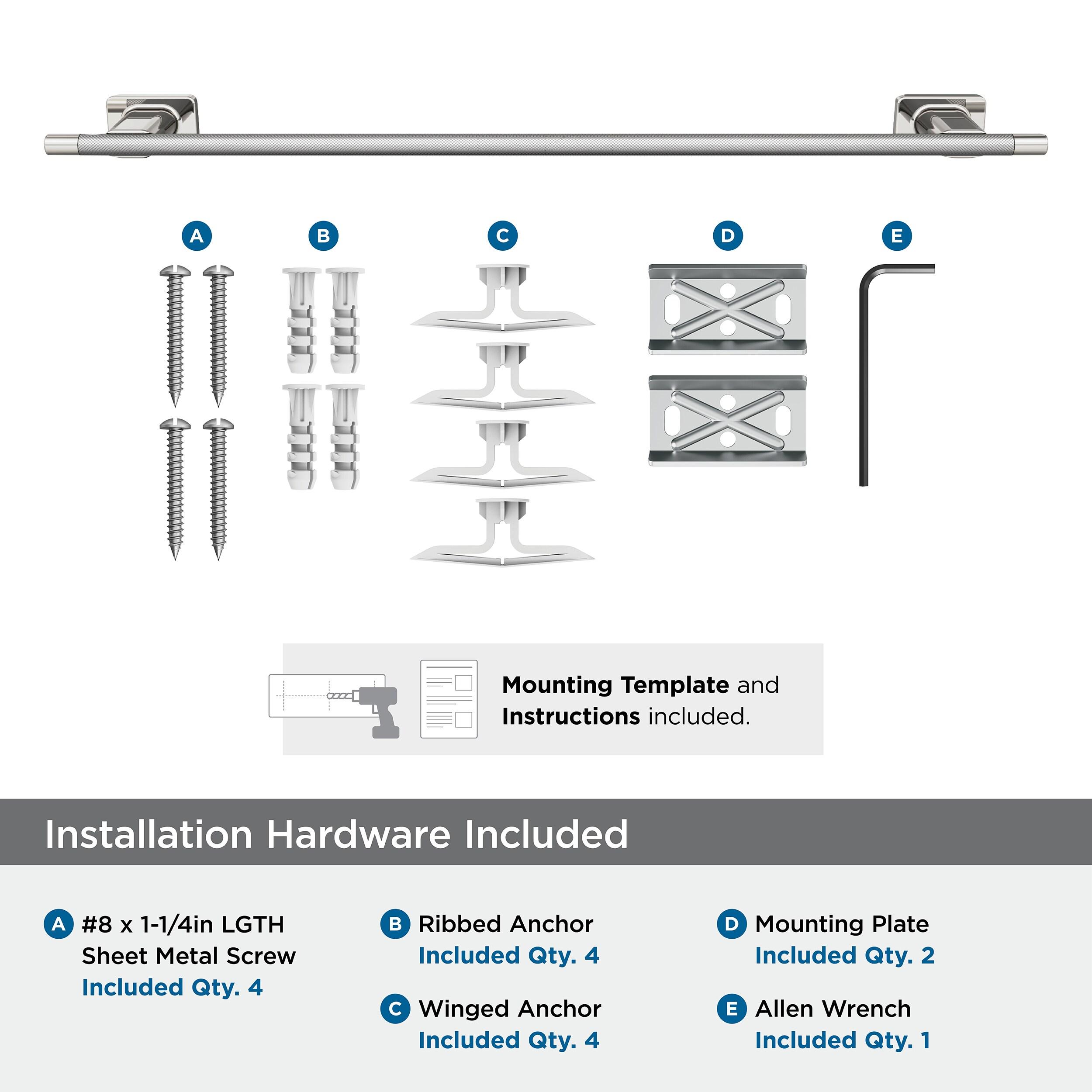 Amerock Esquire Polished Nickel/Stainless Steel 24 inch (610mm) Towel Bar