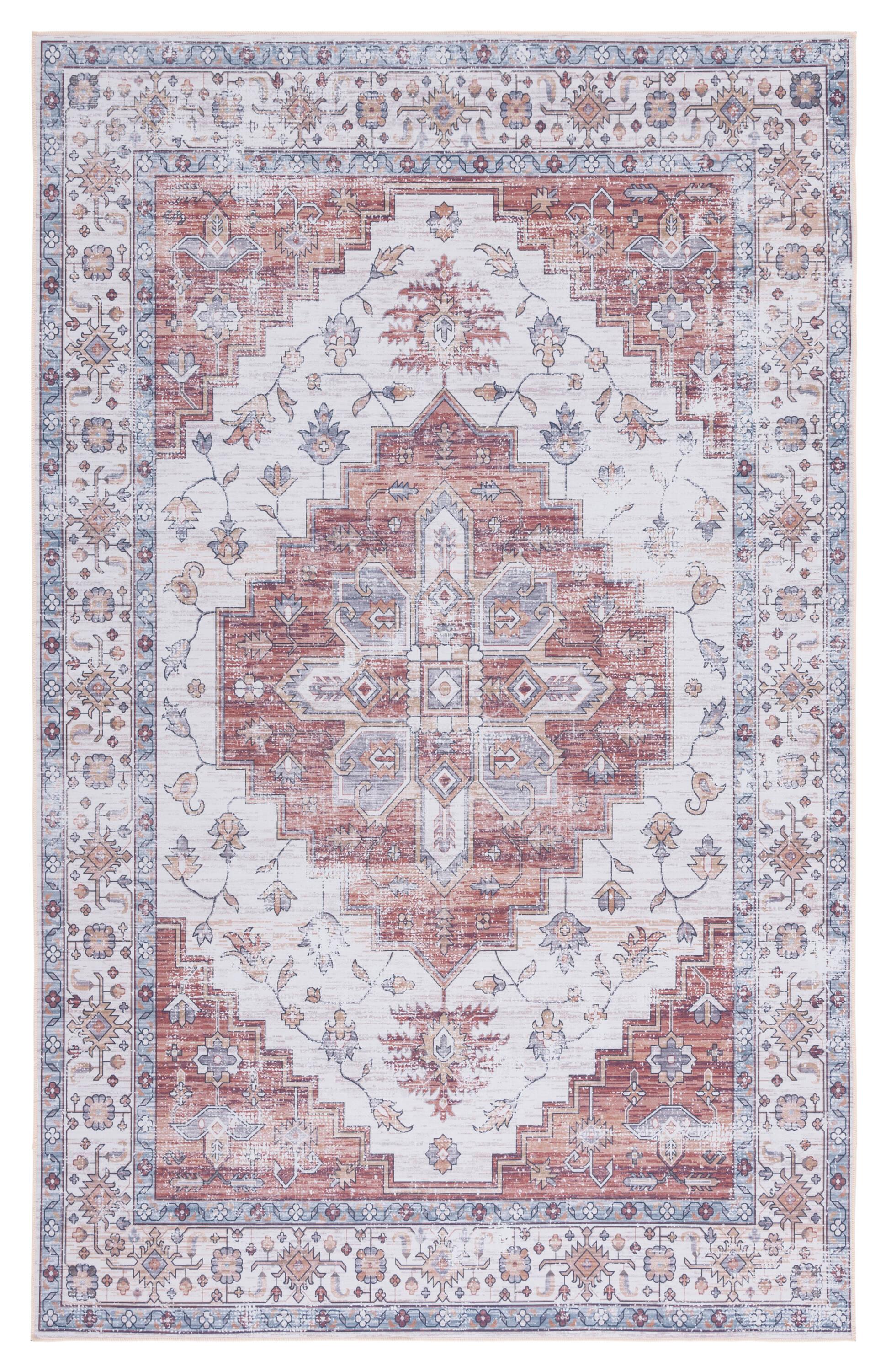 Tucson Vintage Persian TSN109 Power Loomed Machine Washable Skid-Resistant Indoor Area Rug - Ivory/Rust - 8'x10' - Safavieh