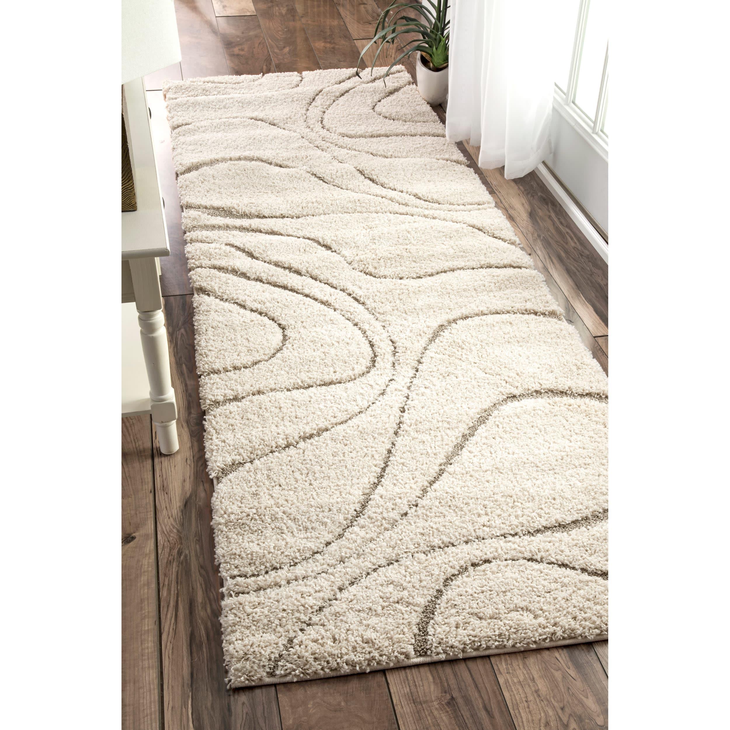 nuLOOM Carolyn Modern Shag Runner Rug, 2' 8" x 12', Cream