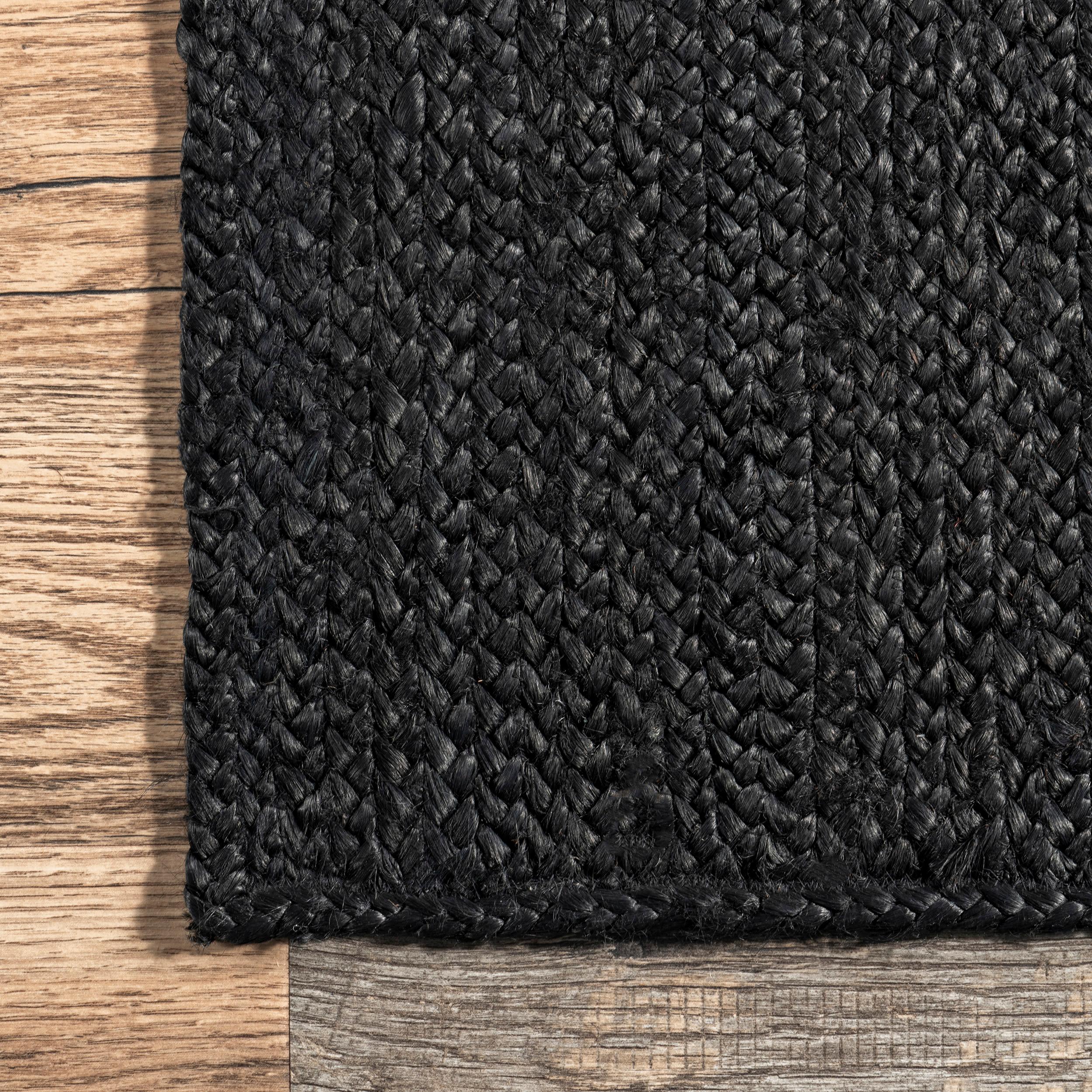 nuLOOM Rigo Hand Woven Jute Black 4' Farmhouse Round Rug