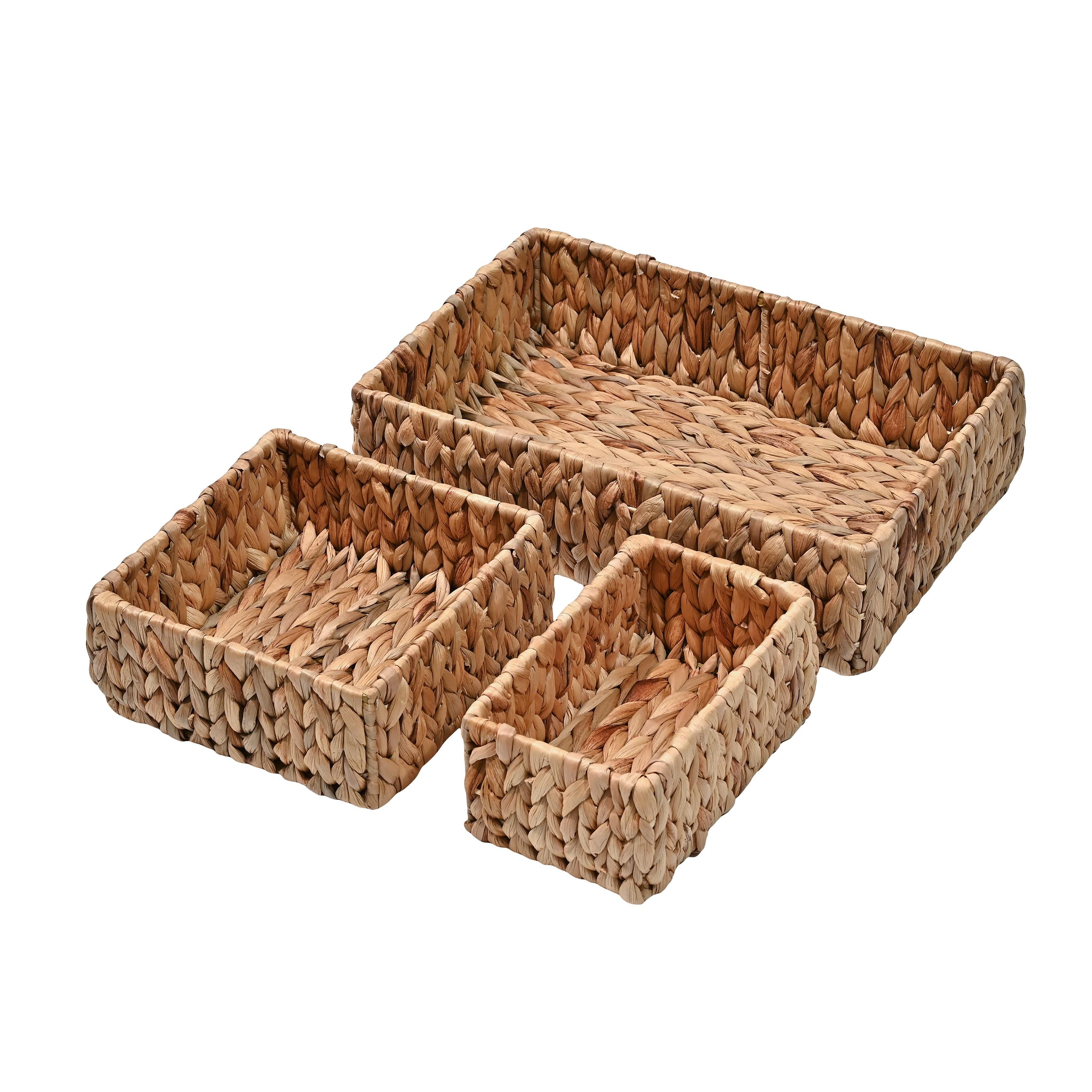 happimess Tress Minimalist Hand-Woven Hyacinth Nesting Baskets, Natural (Set of 3)