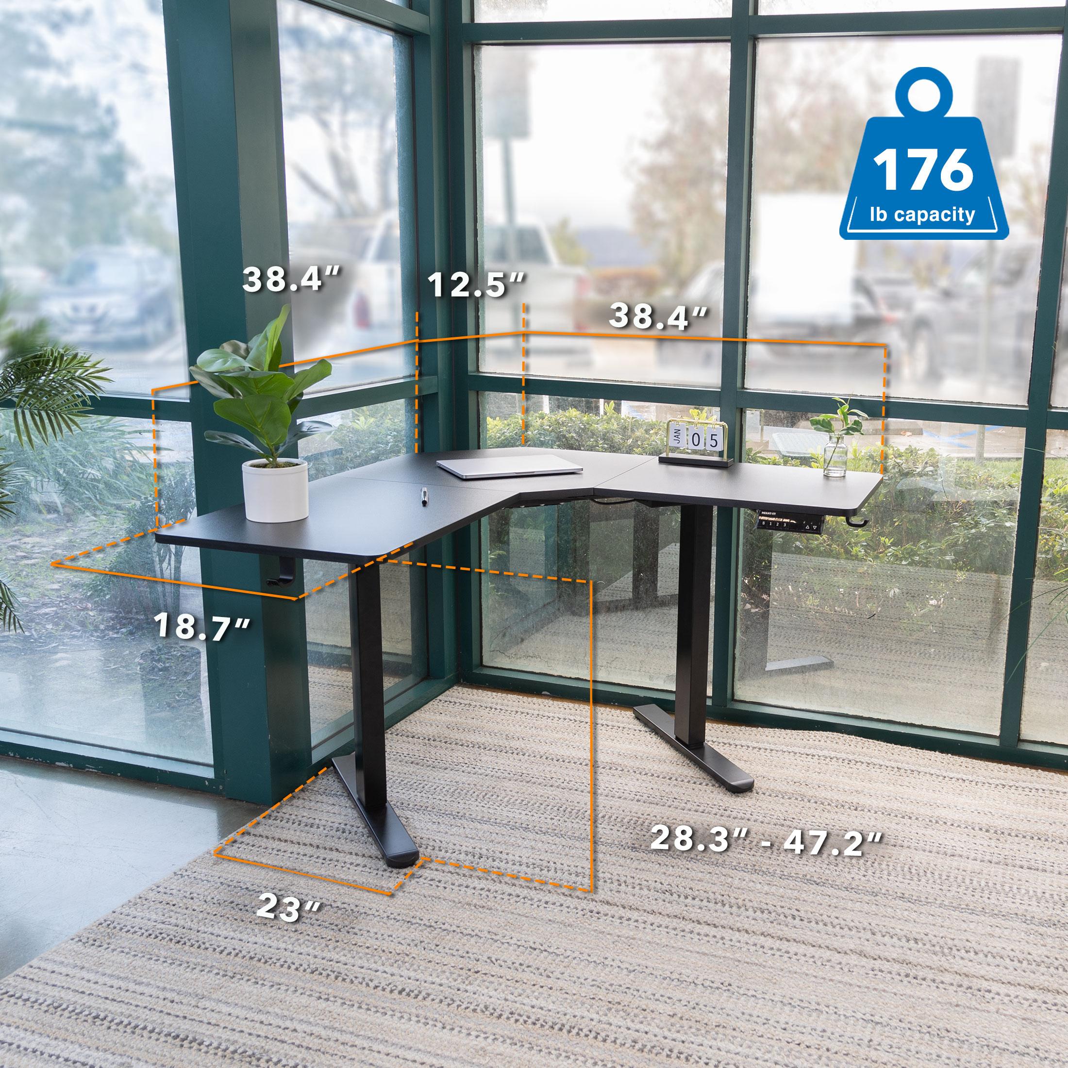 Mount-It! Electric Height Adjustable Desk for Corners, Automatic Standing Desk with Smooth Ergonomic Height Adjustment from 28.3" to 47.2"