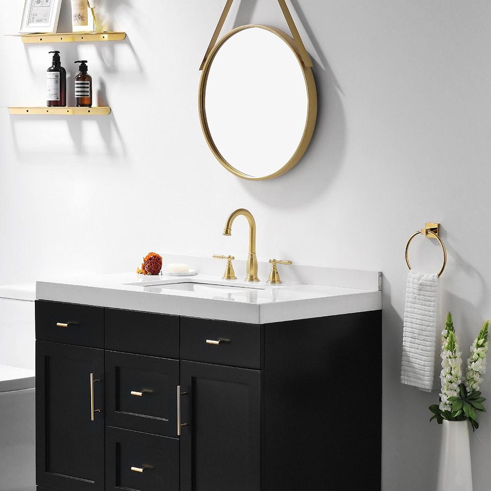 Phiestina Brushed Gold Widespread 2-handle High-arc Commercial/Residential Handle Bathroom Sink Faucet with Drain